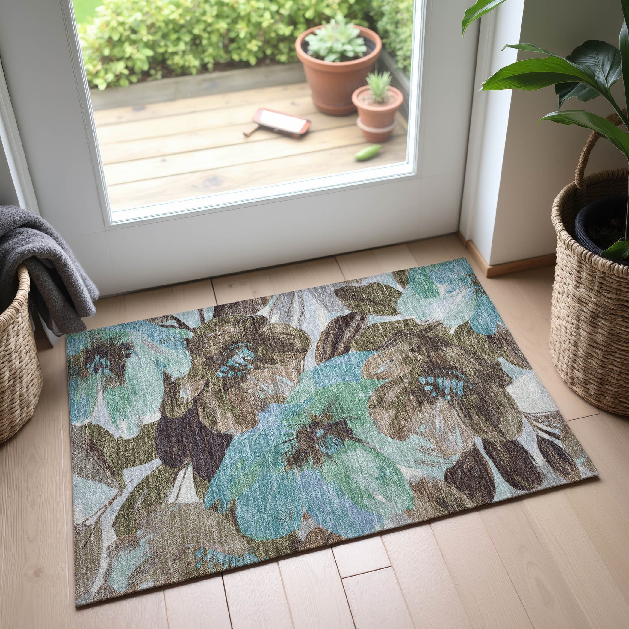 Oslo Machine Washable Transitional Khaki Brown Rug 1'8" x 2'6" #shape_Rectangle