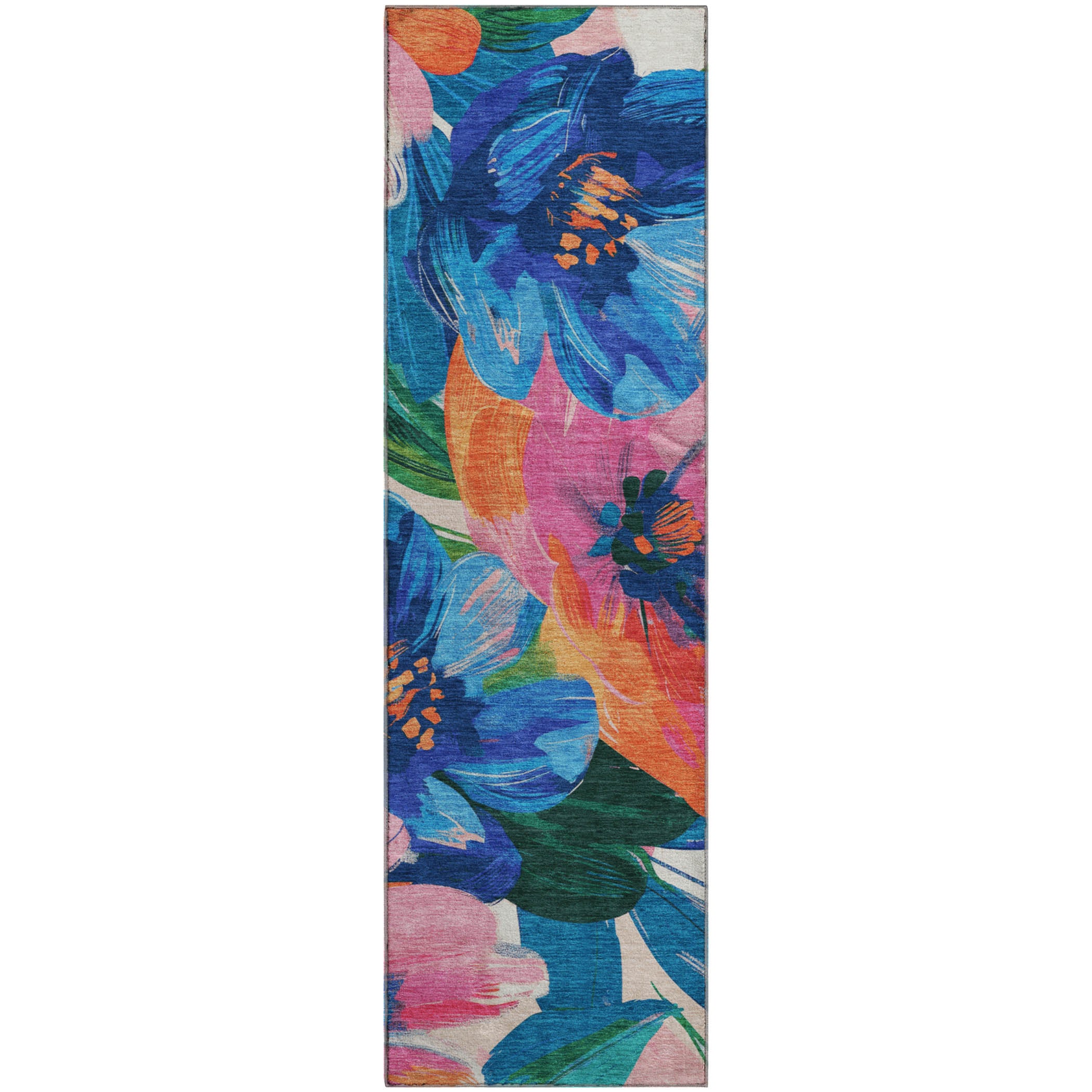 Oslo Machine Washable Transitional Navy Blue Rug 2'3" x 7'6" #shape_Runner