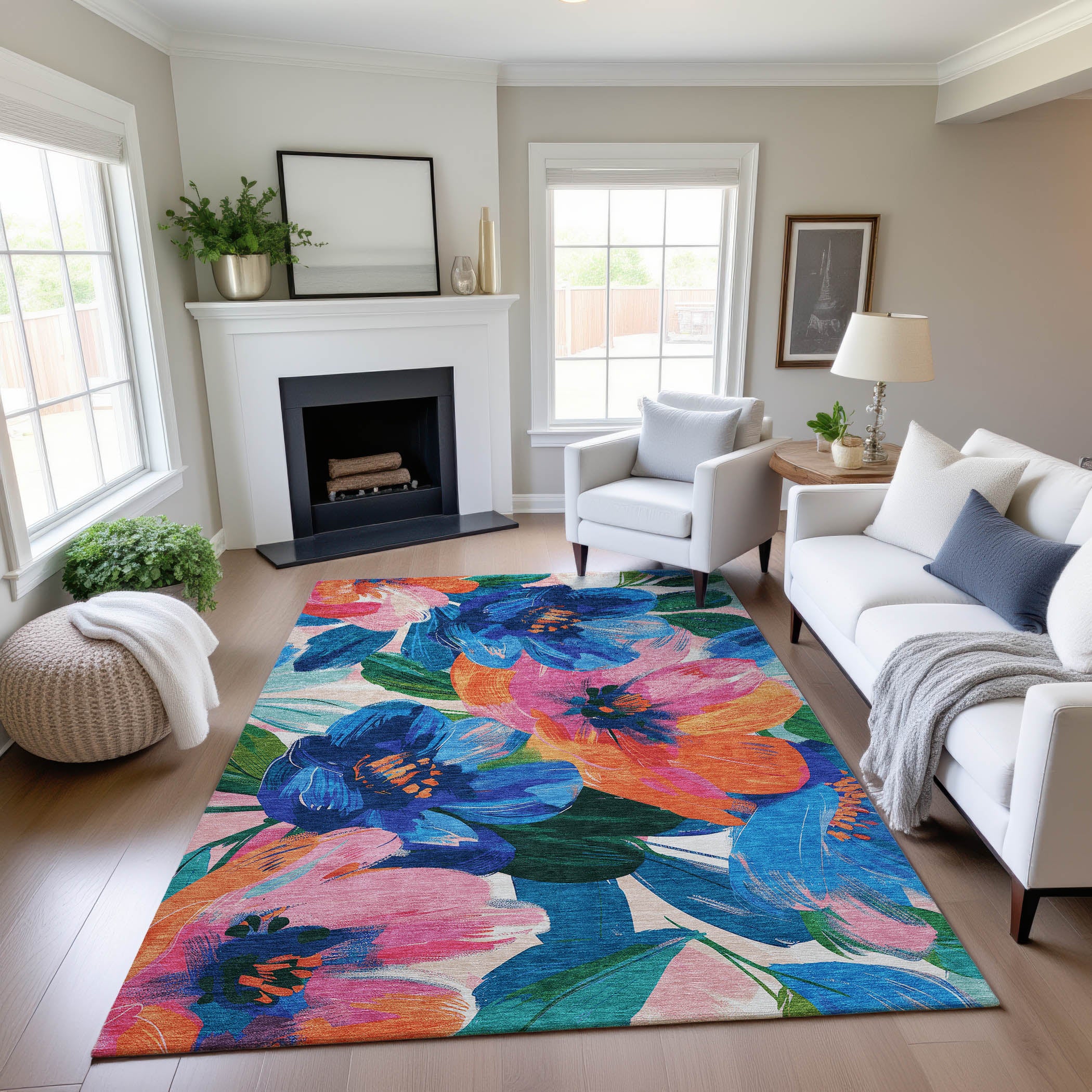 Oslo Machine Washable Transitional Navy Blue Rug 2'6" x 3'10" #shape_Rectangle