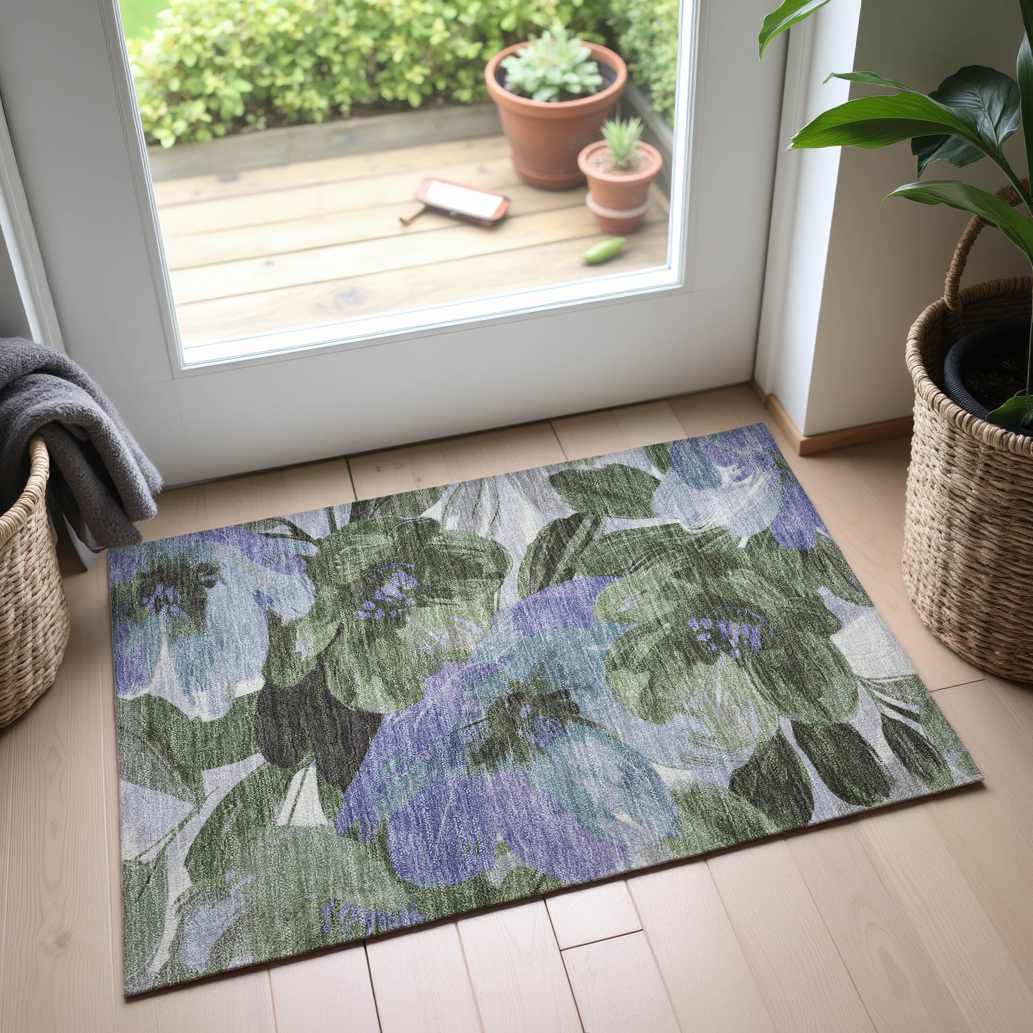 Oslo Machine Washable Transitional Olive Green Rug 1'8" x 2'6" #shape_Rectangle