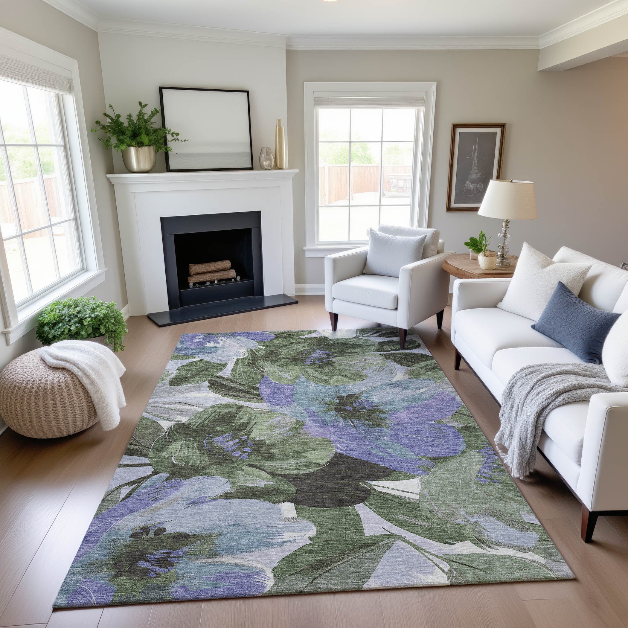 Oslo Machine Washable Transitional Olive Green Rug 2'6" x 3'10" #shape_Rectangle