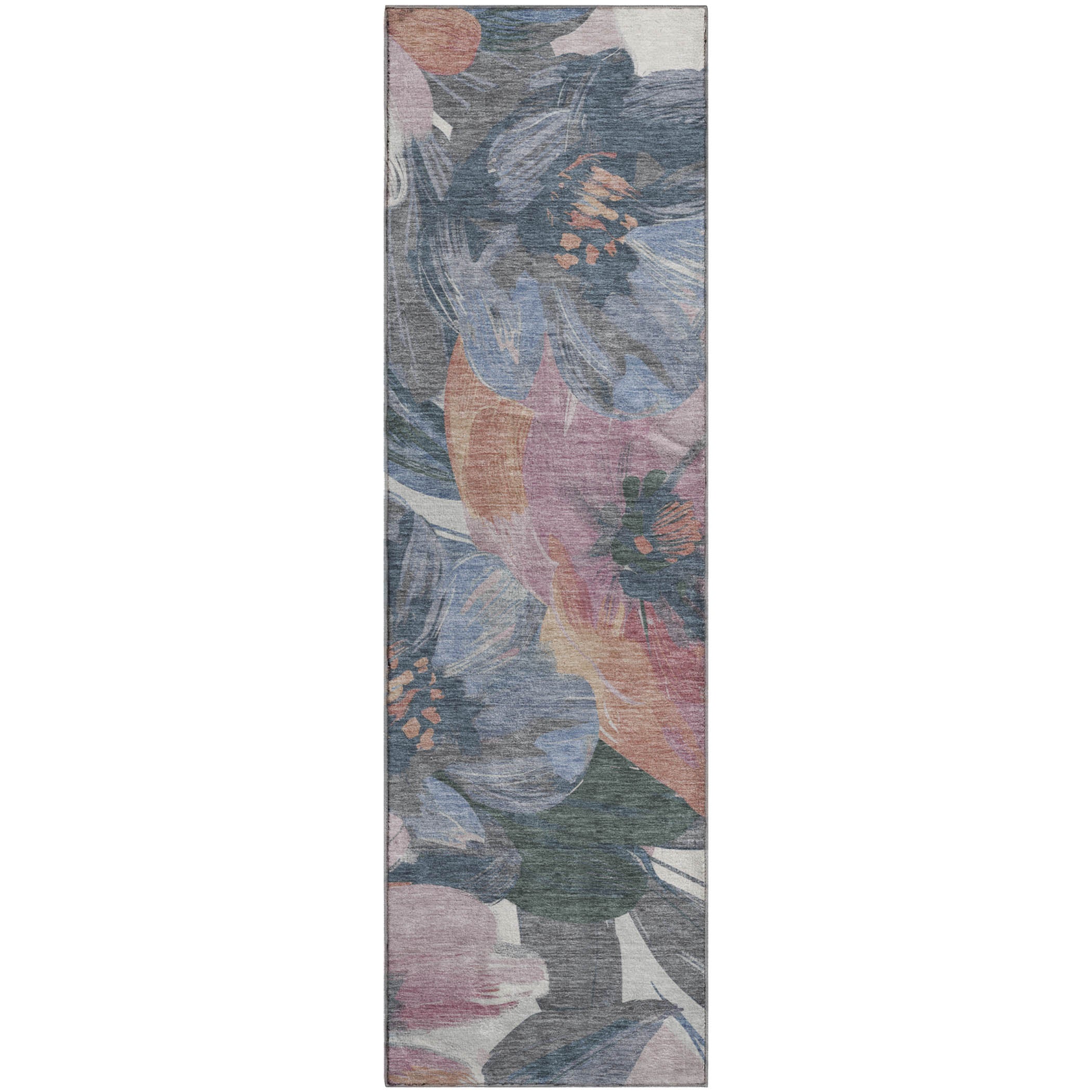 Oslo Machine Washable Transitional Pewter Gray Rug 2'3" x 7'6" #shape_Runner