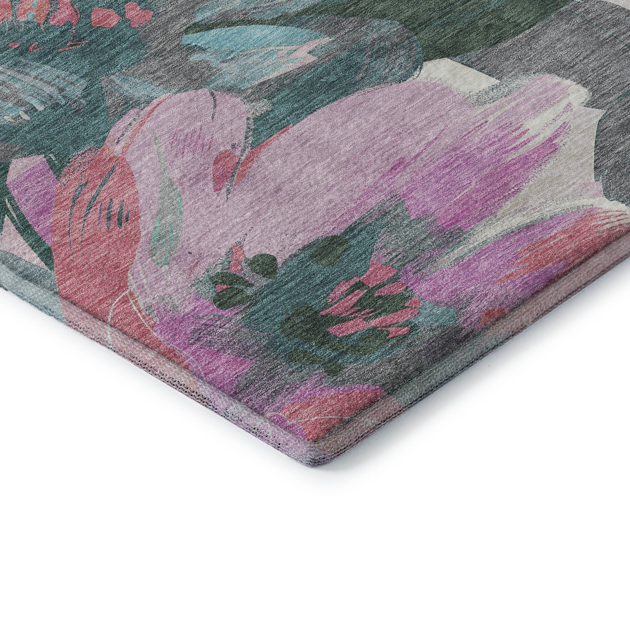 Oslo Machine Washable Transitional Teal Rug 1'8" x 2'6" #shape_Rectangle