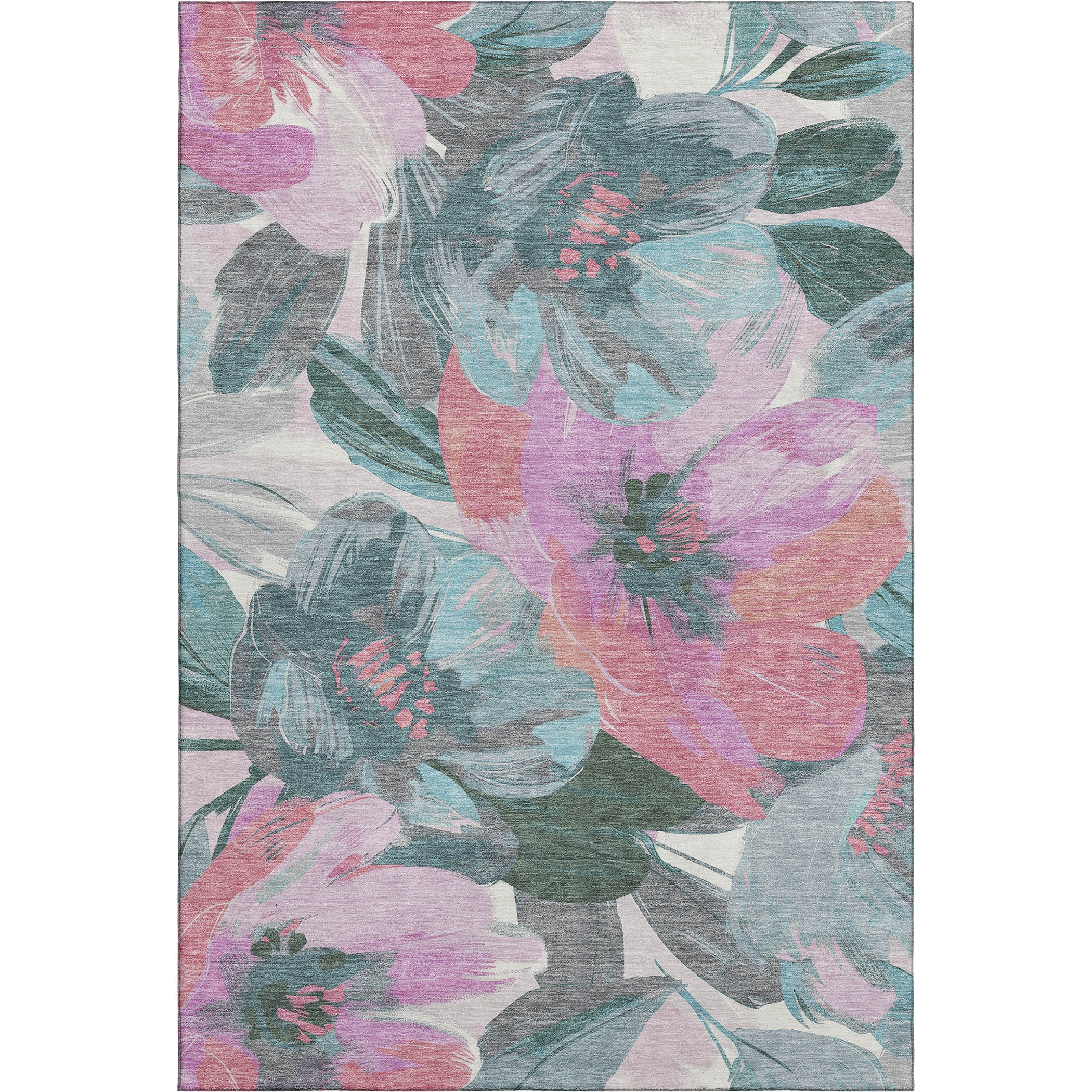 Oslo Machine Washable Transitional Teal Rug 2'6" x 3'10" #shape_Rectangle