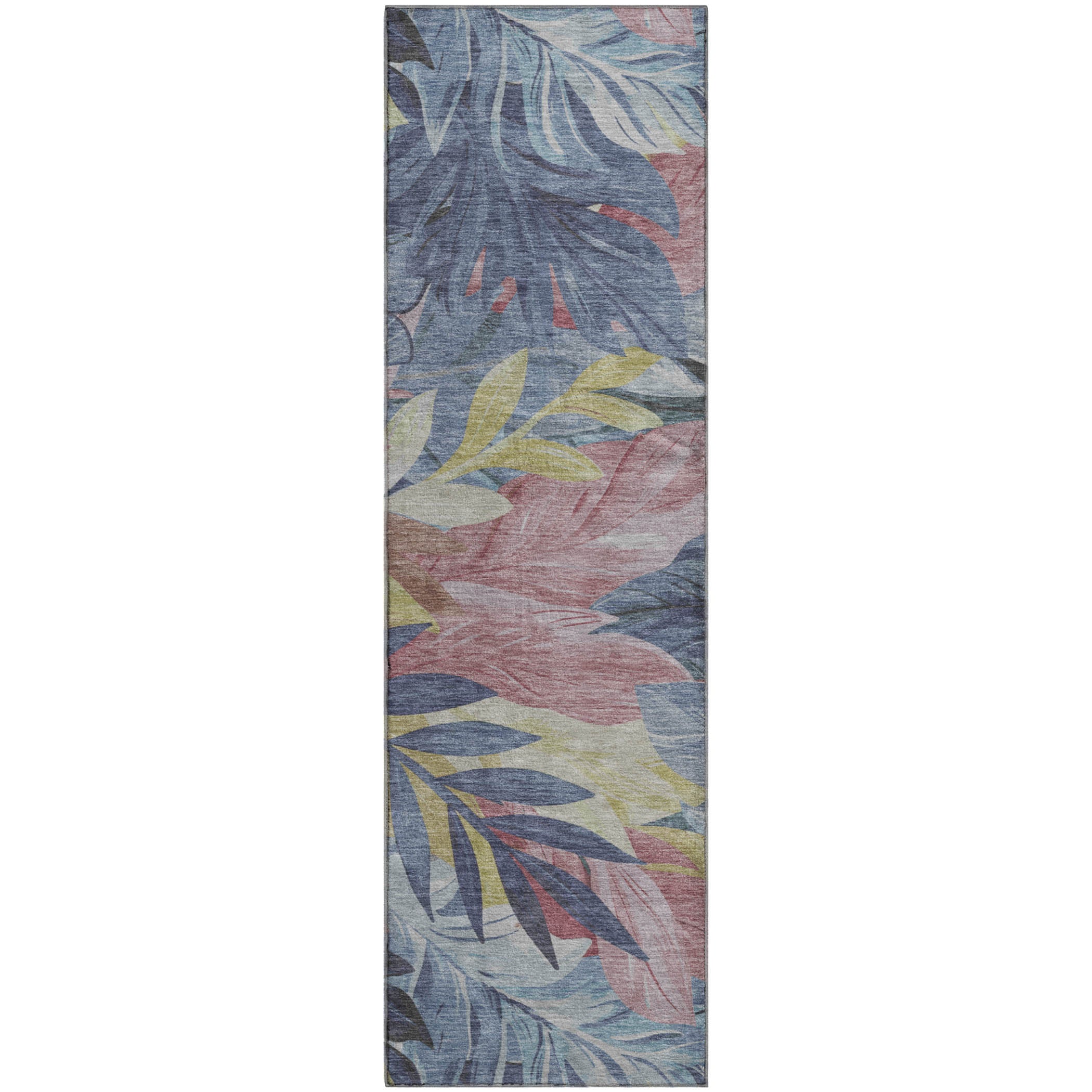 Istanbul Machine Washable Transitional Denim Blue Rug 2'3" x 7'6" #shape_Runner