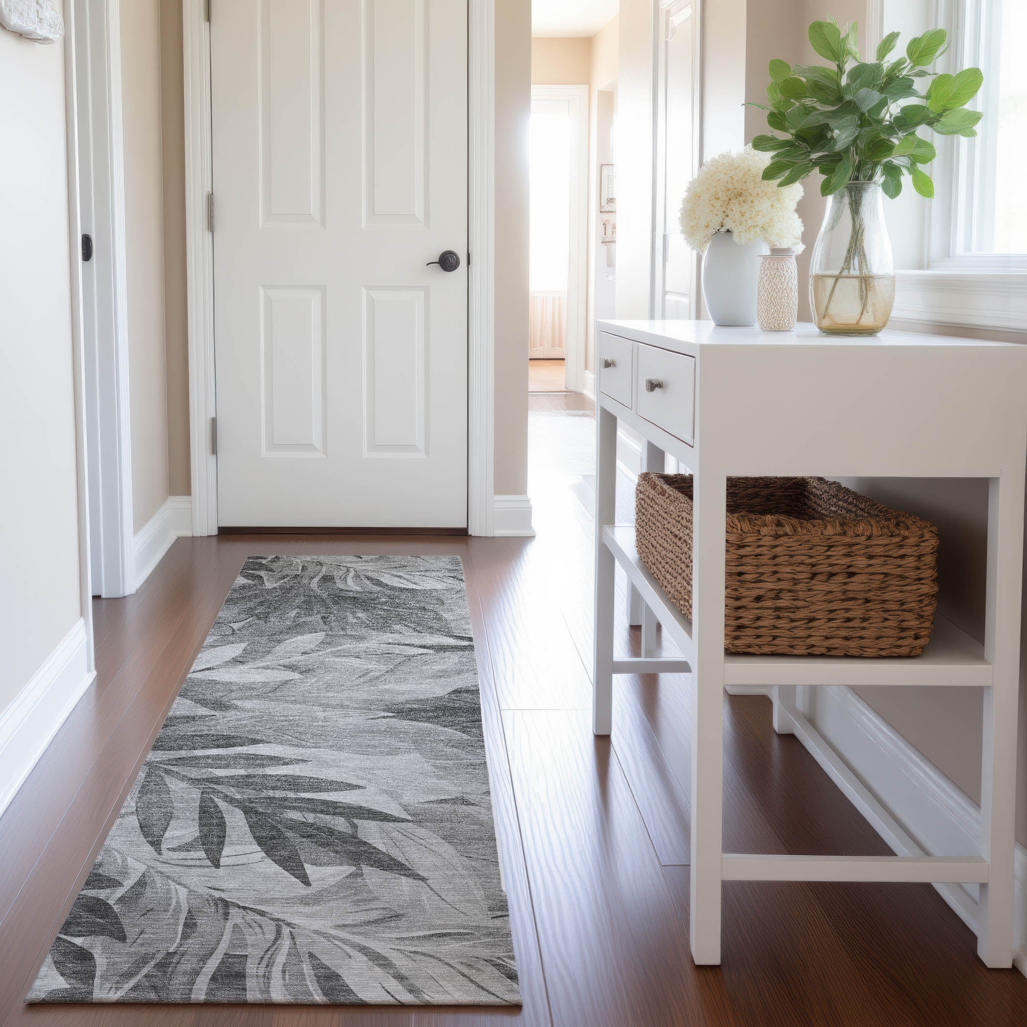 Istanbul Machine Washable Transitional Gray Rug 2'3" x 7'6" #shape_Runner