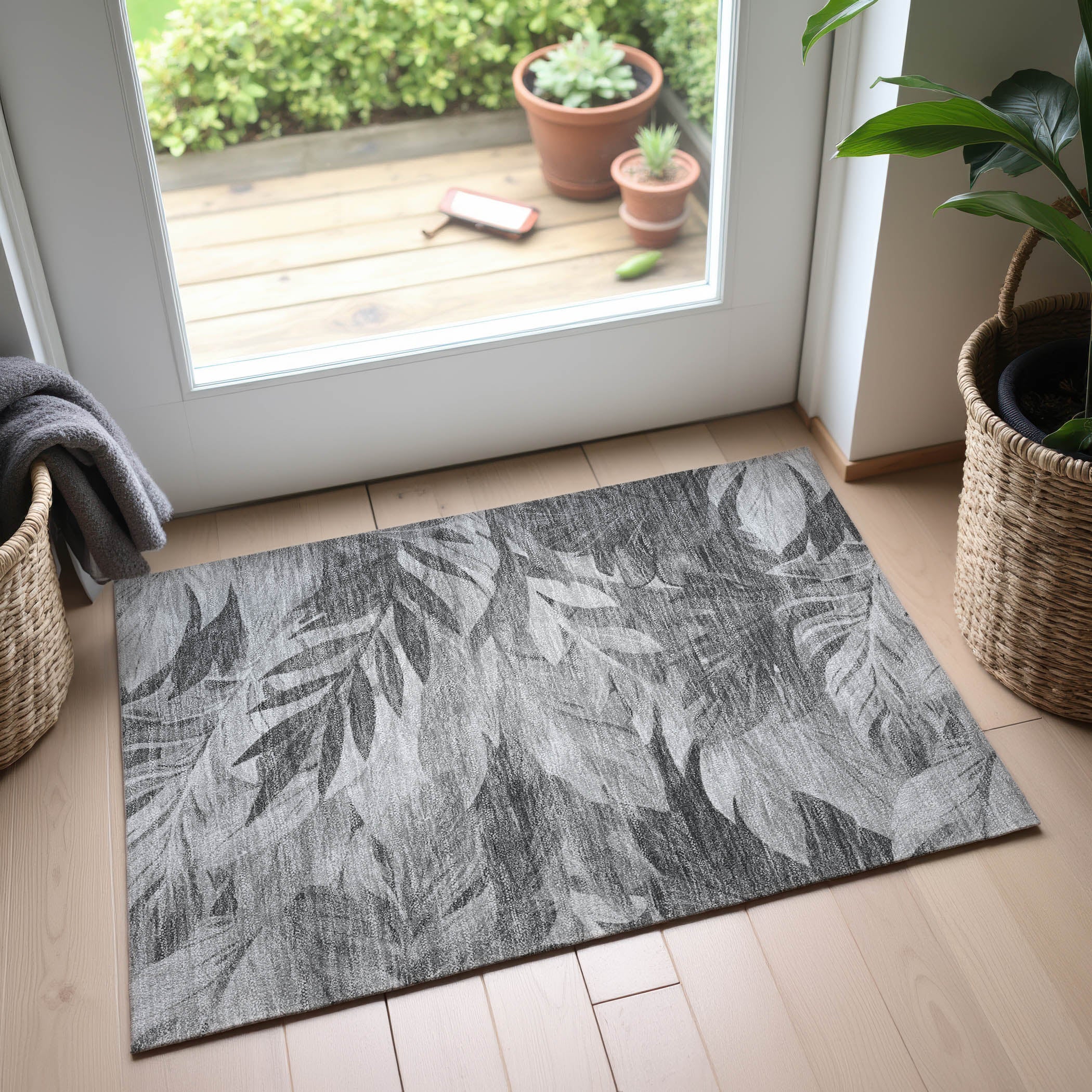 Istanbul Machine Washable Transitional Gray Rug 1'8" x 2'6" #shape_Rectangle