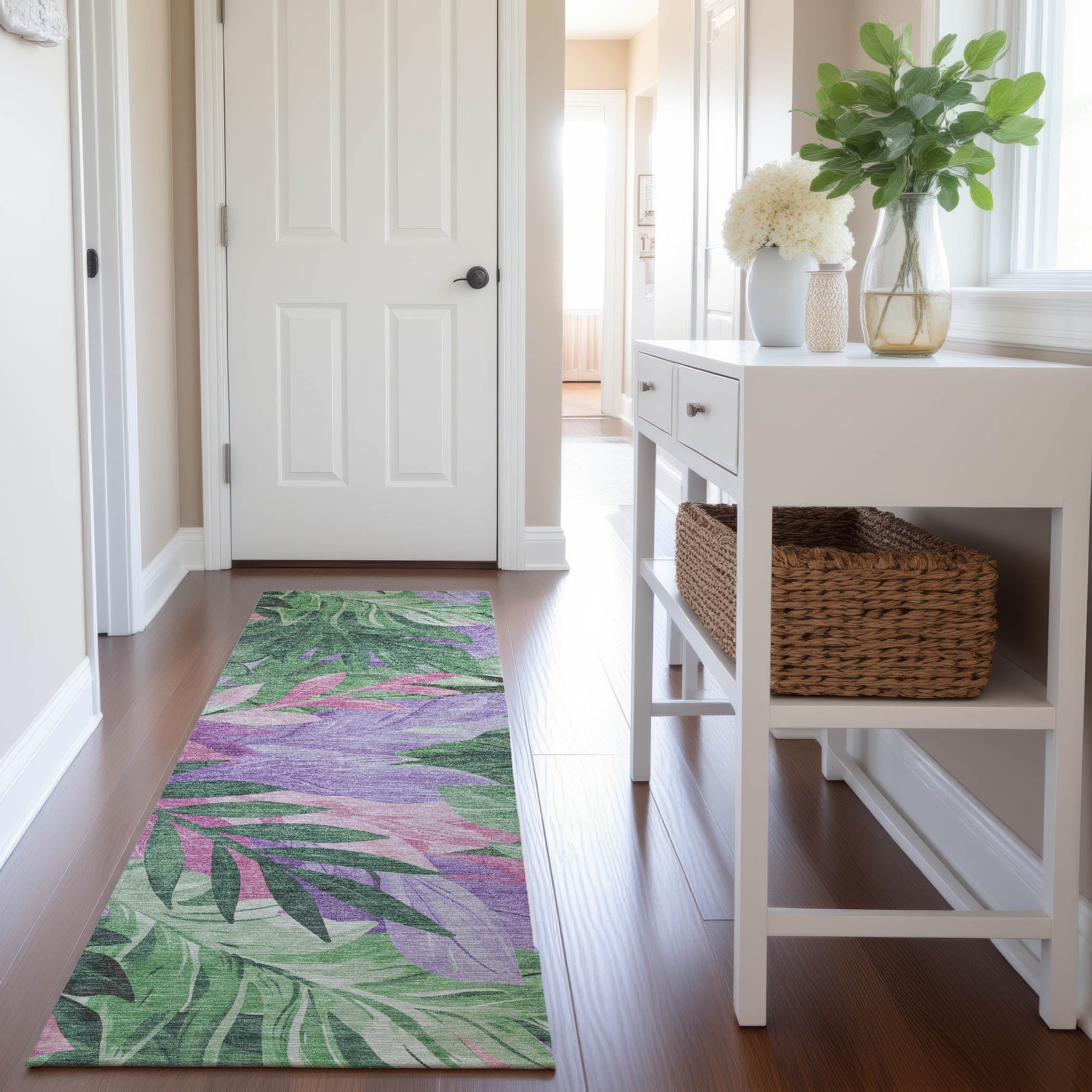 Istanbul Machine Washable Transitional Sage Green Rug 2'3" x 7'6" #shape_Runner