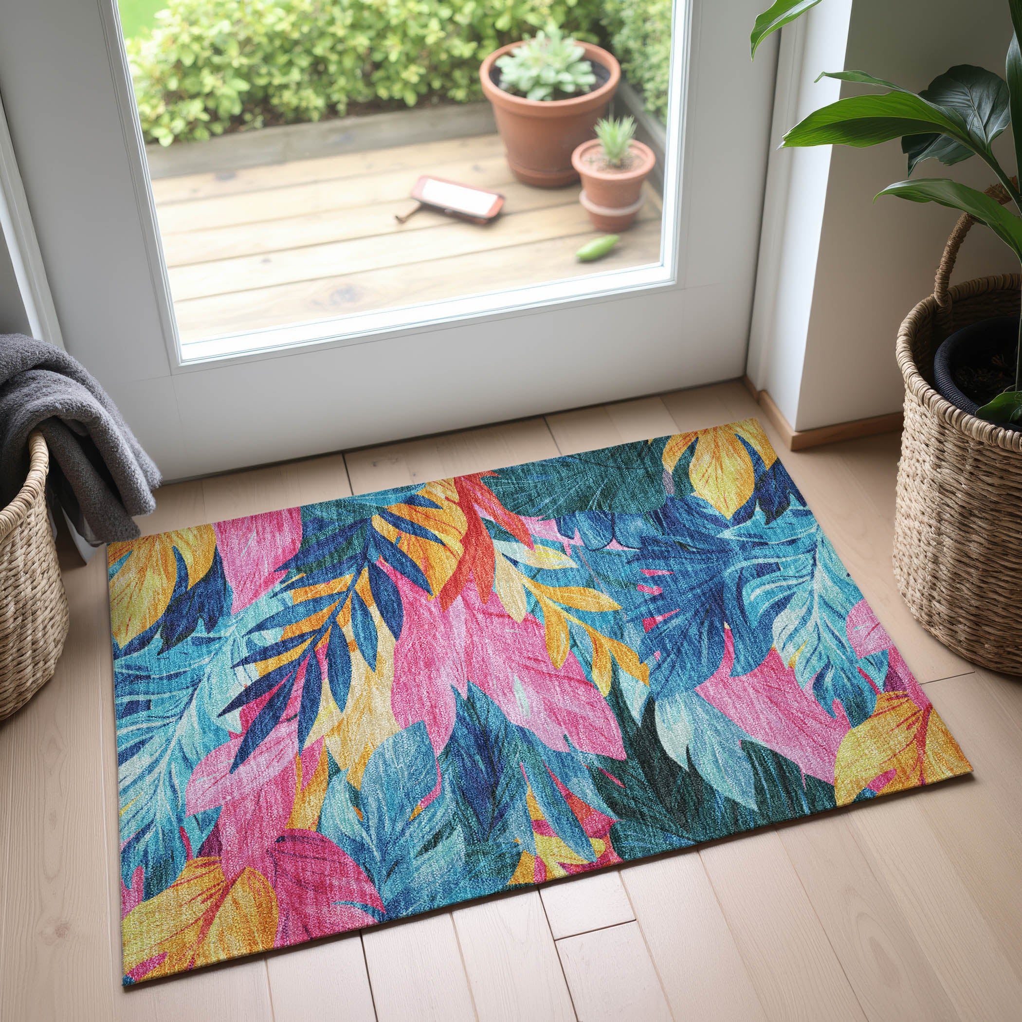 Istanbul Machine Washable Transitional Sky Blue Rug 1'8" x 2'6" #shape_Rectangle