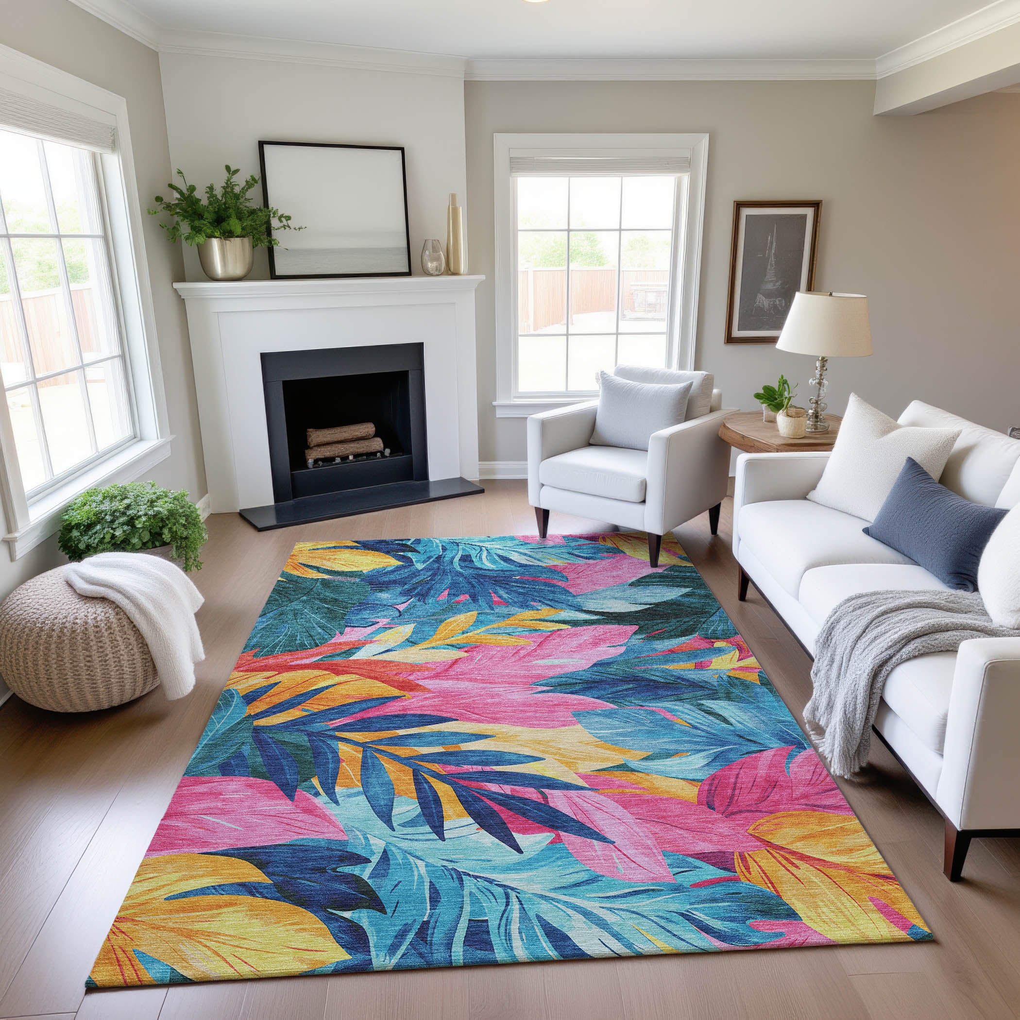 Istanbul Machine Washable Transitional Sky Blue Rug 2'6" x 3'10" #shape_Rectangle