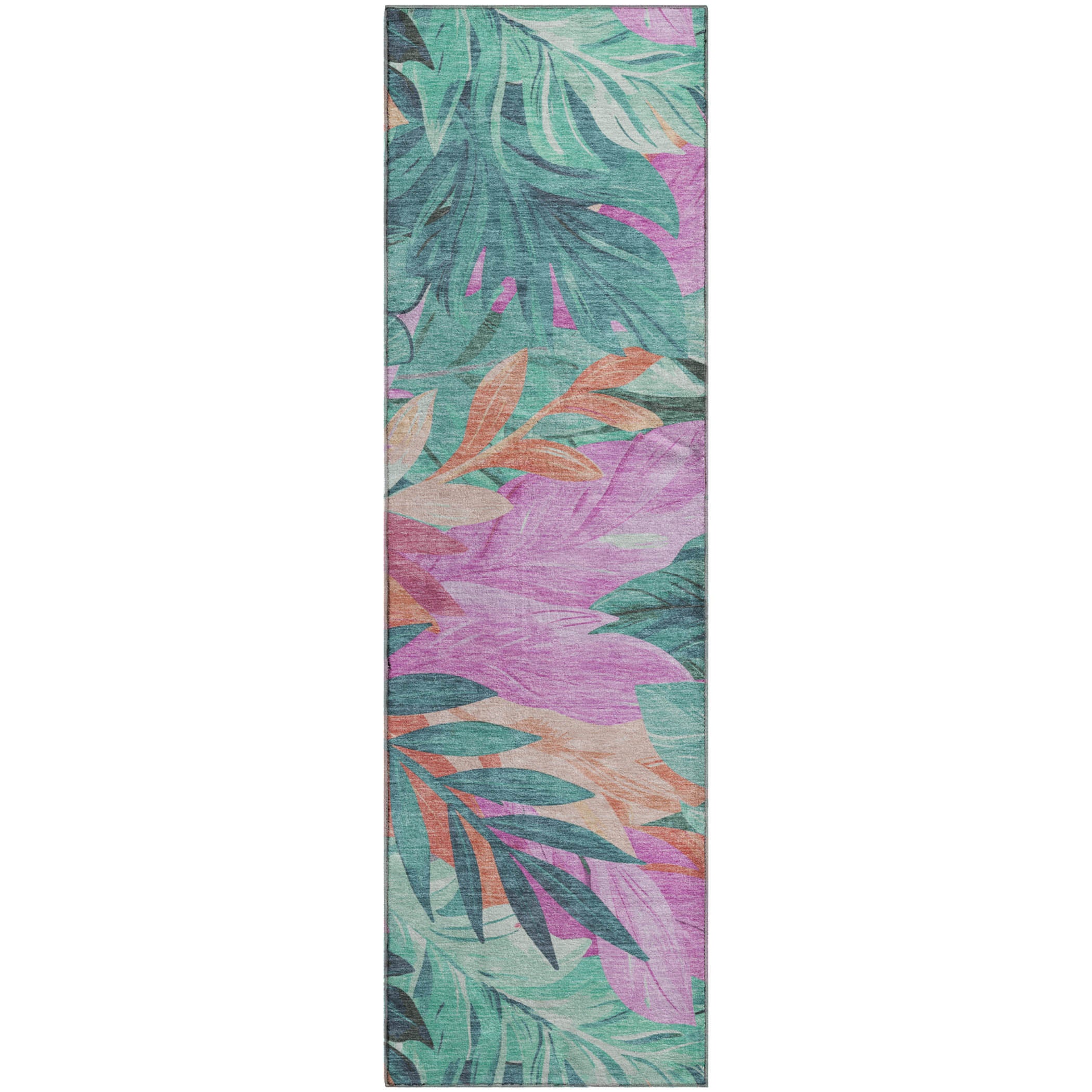 Istanbul Machine Washable Transitional Teal Rug 2'3" x 7'6" #shape_Runner