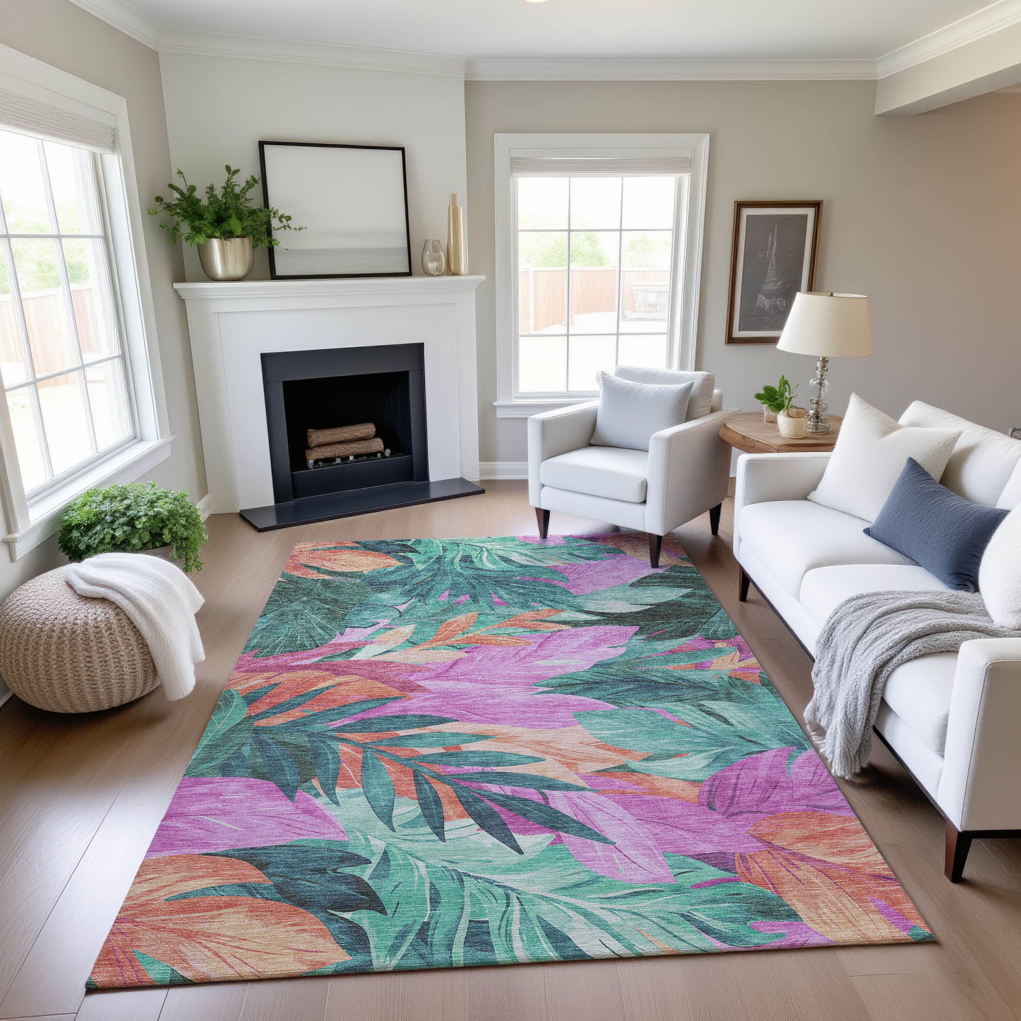 Istanbul Machine Washable Transitional Teal Rug 2'6" x 3'10" #shape_Rectangle
