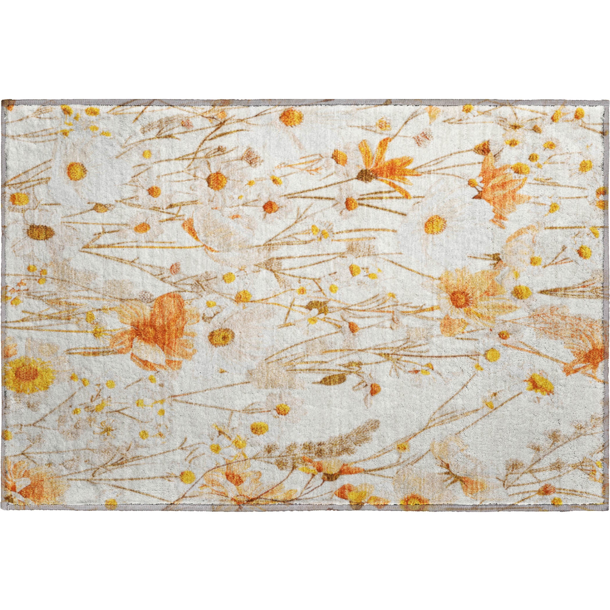 Florence Machine Washable Transitional Ivory Rug 1'8" x 2'6" #shape_Rectangle
