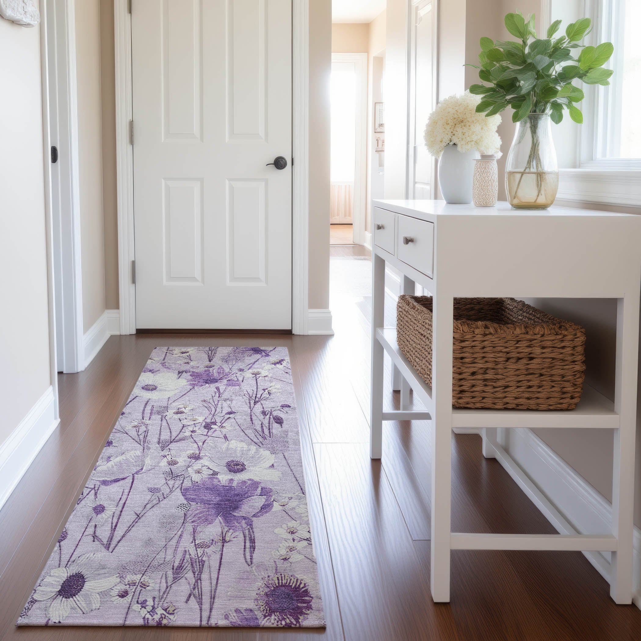 Florence Machine Washable Transitional Lavender Purple Rug 2'3" x 7'6" #shape_Runner