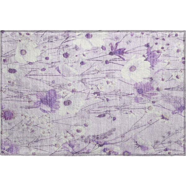 Florence Machine Washable Transitional Lavender Purple Rug 1'8" x 2'6"