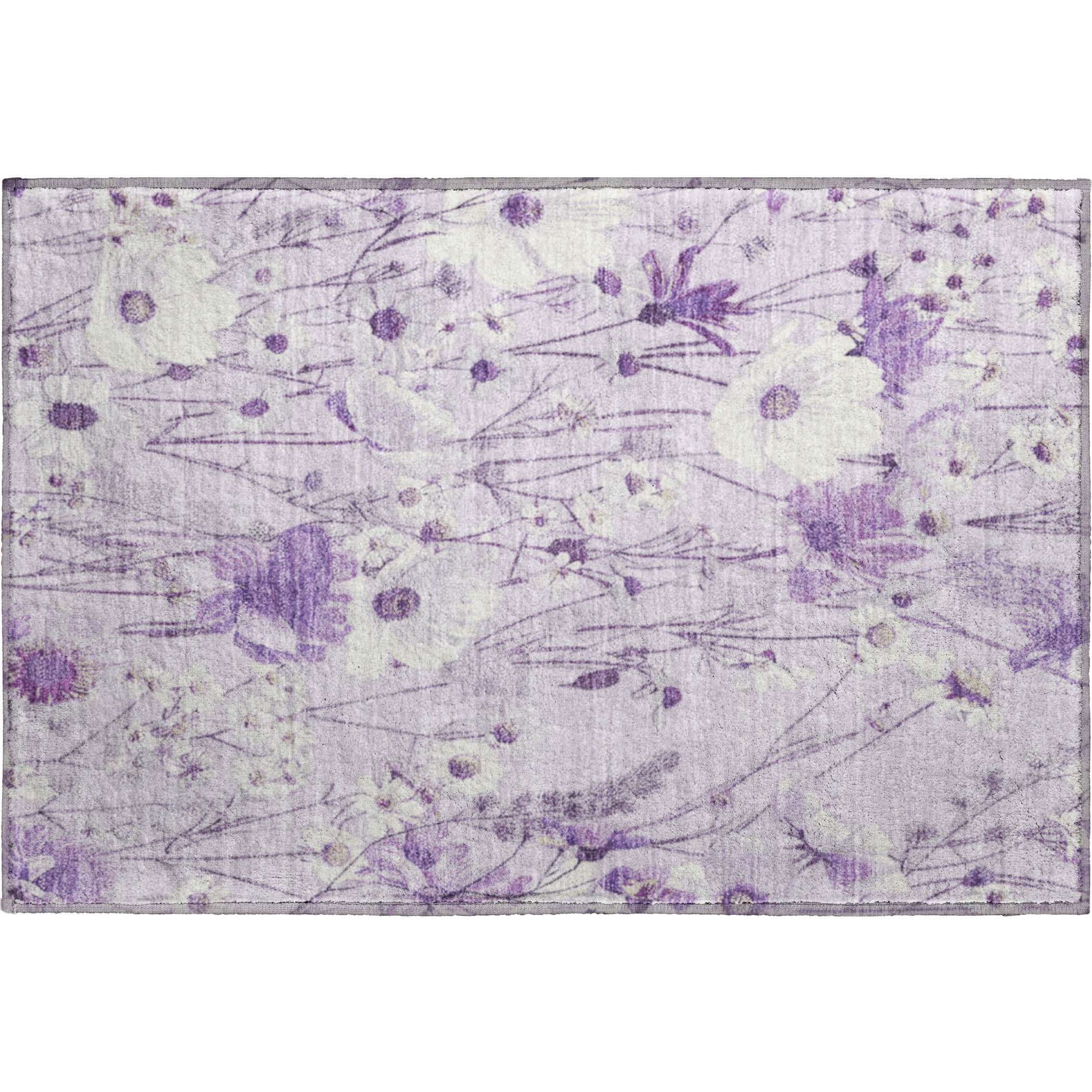 Florence Machine Washable Transitional Lavender Purple Rug 1'8" x 2'6" #shape_Rectangle