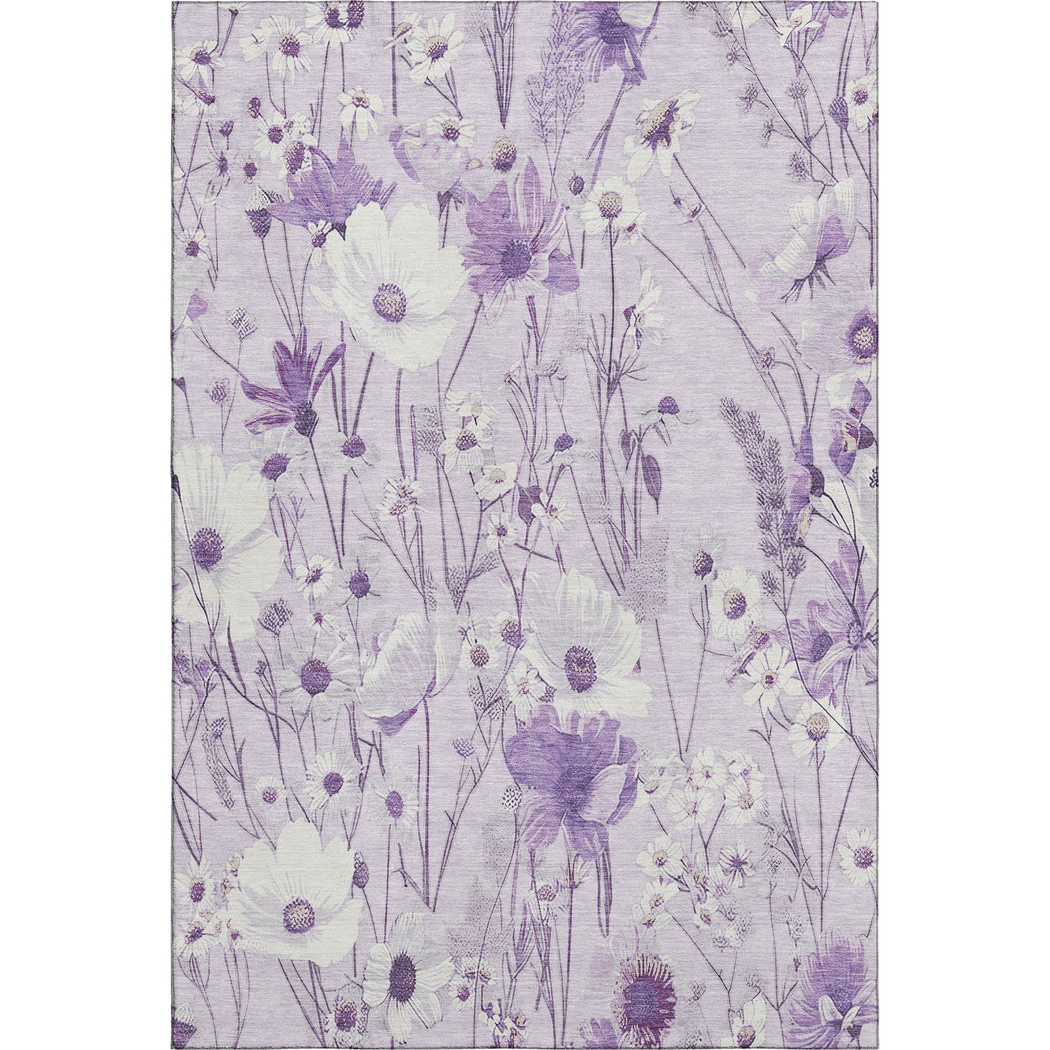 Florence Machine Washable Transitional Lavender Purple Rug 2'6" x 3'10" #shape_Rectangle