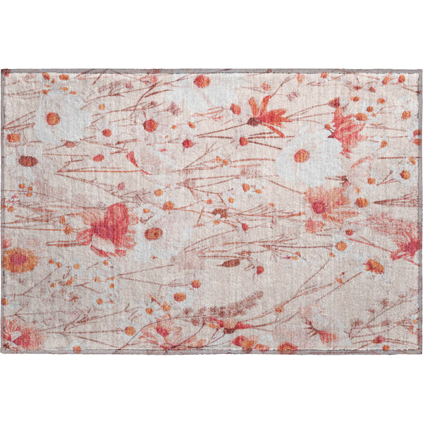 Florence Machine Washable Transitional Salmon Orange Rug 1'8" x 2'6"