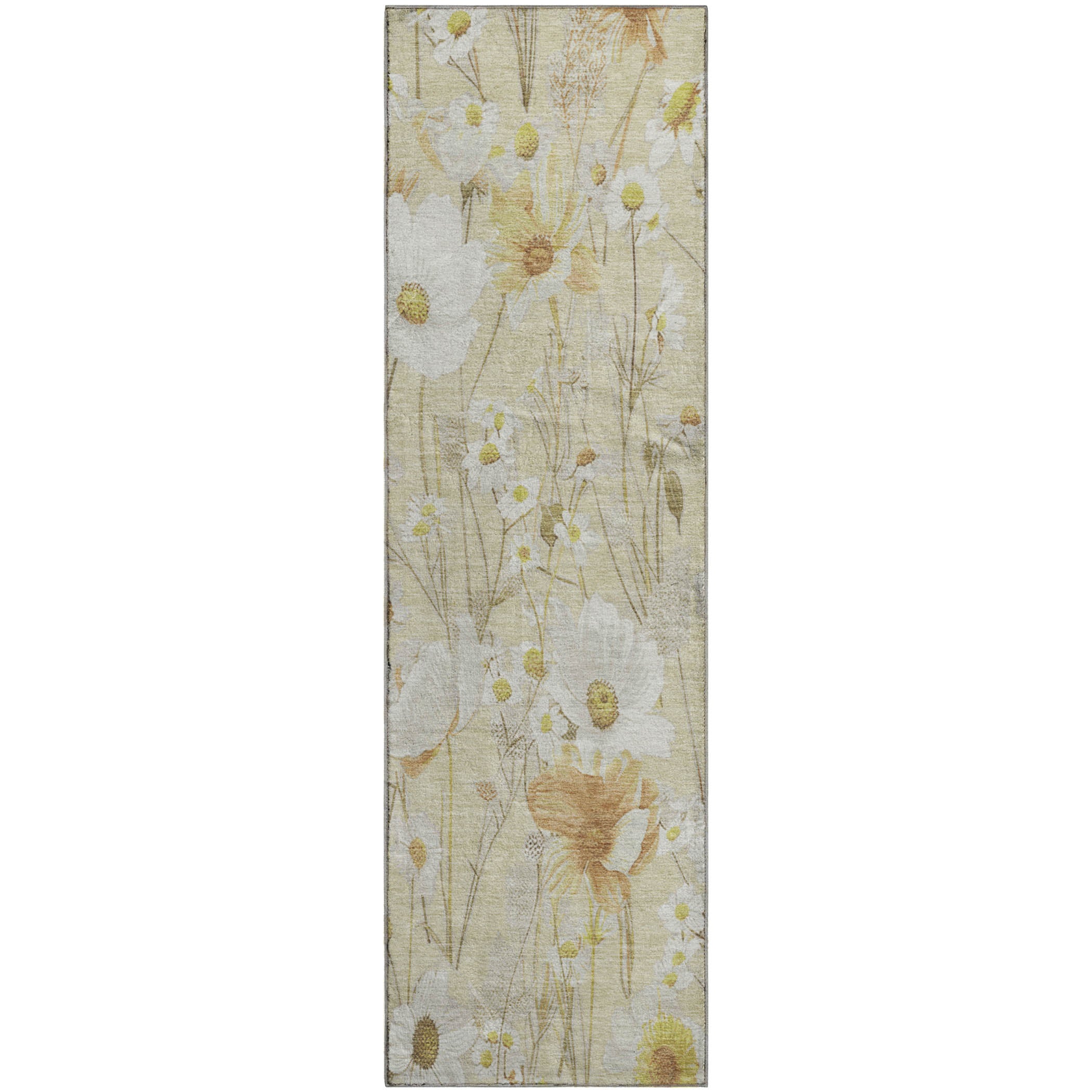 Florence Machine Washable Transitional Wheat Gold Rug 2'3" x 7'6" #shape_Runner