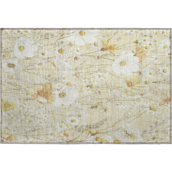 Florence Machine Washable Transitional Wheat Gold Rug 1'8" x 2'6"
