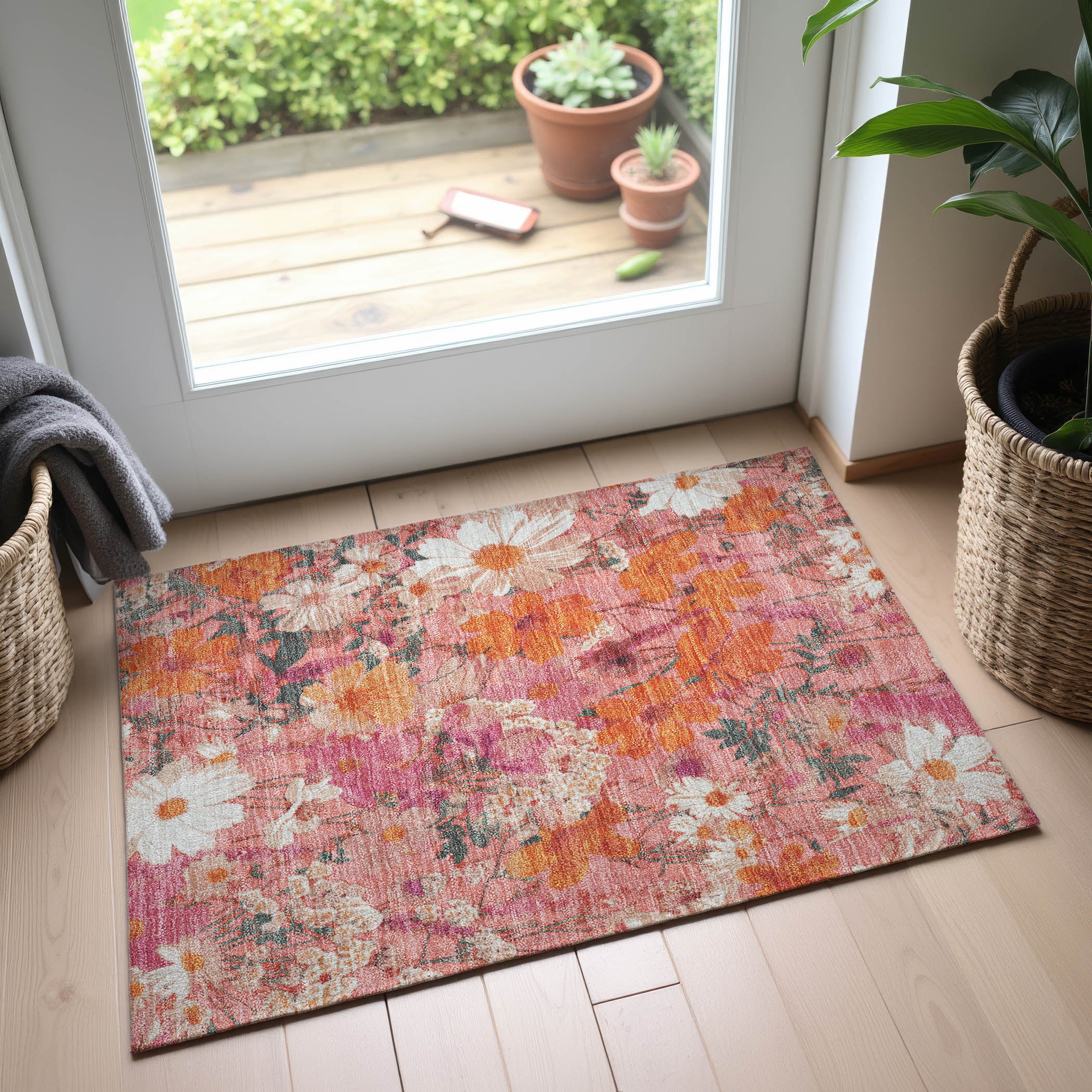 Chiang Mai Machine Washable Transitional Blush Pink Rug 1'8" x 2'6" #shape_Rectangle