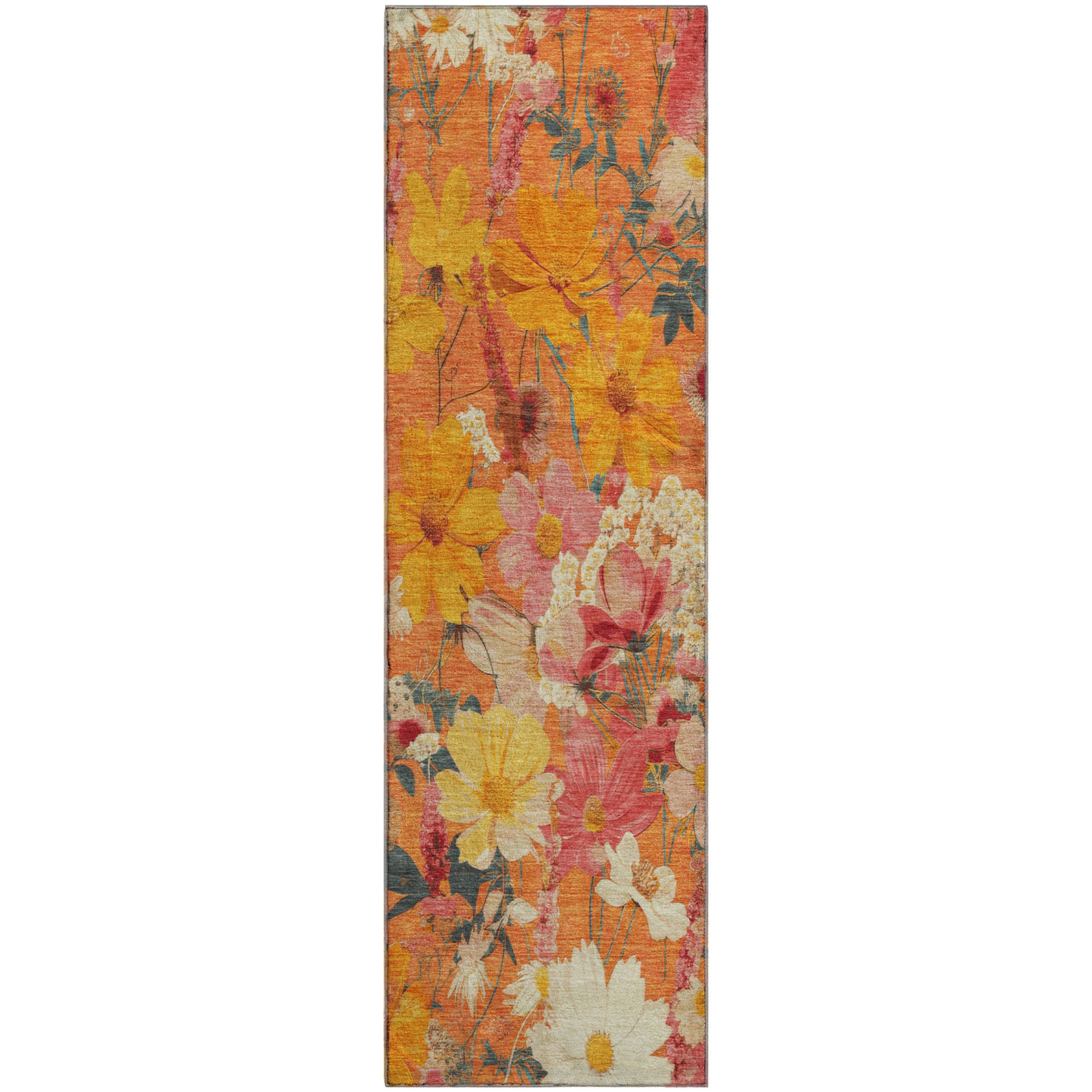 Chiang Mai Machine Washable Transitional Orange Rug 2'3" x 7'6" #shape_Runner
