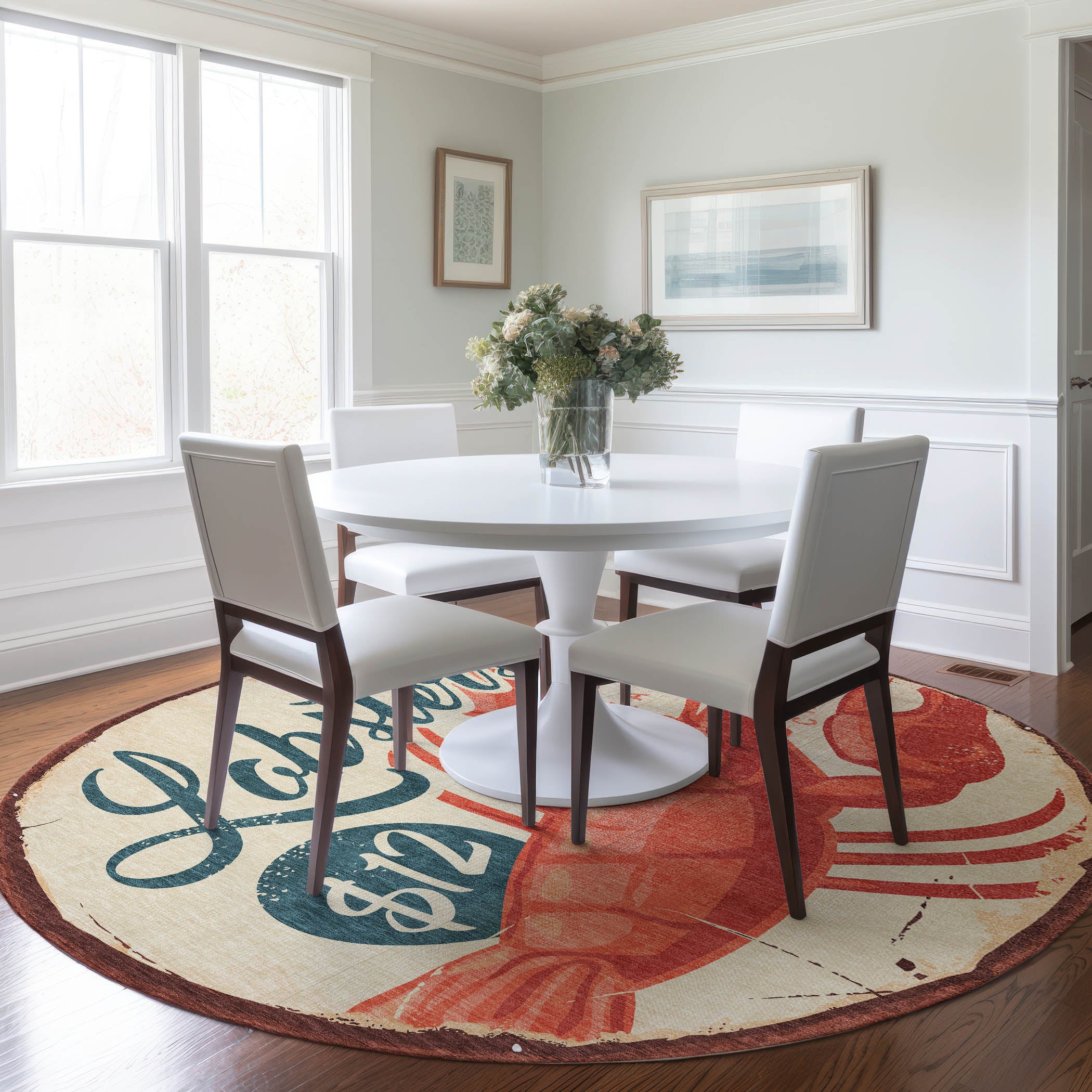 Seoul Machine Washable Coastal Beige Rug 8' x 8' #shape_Round
