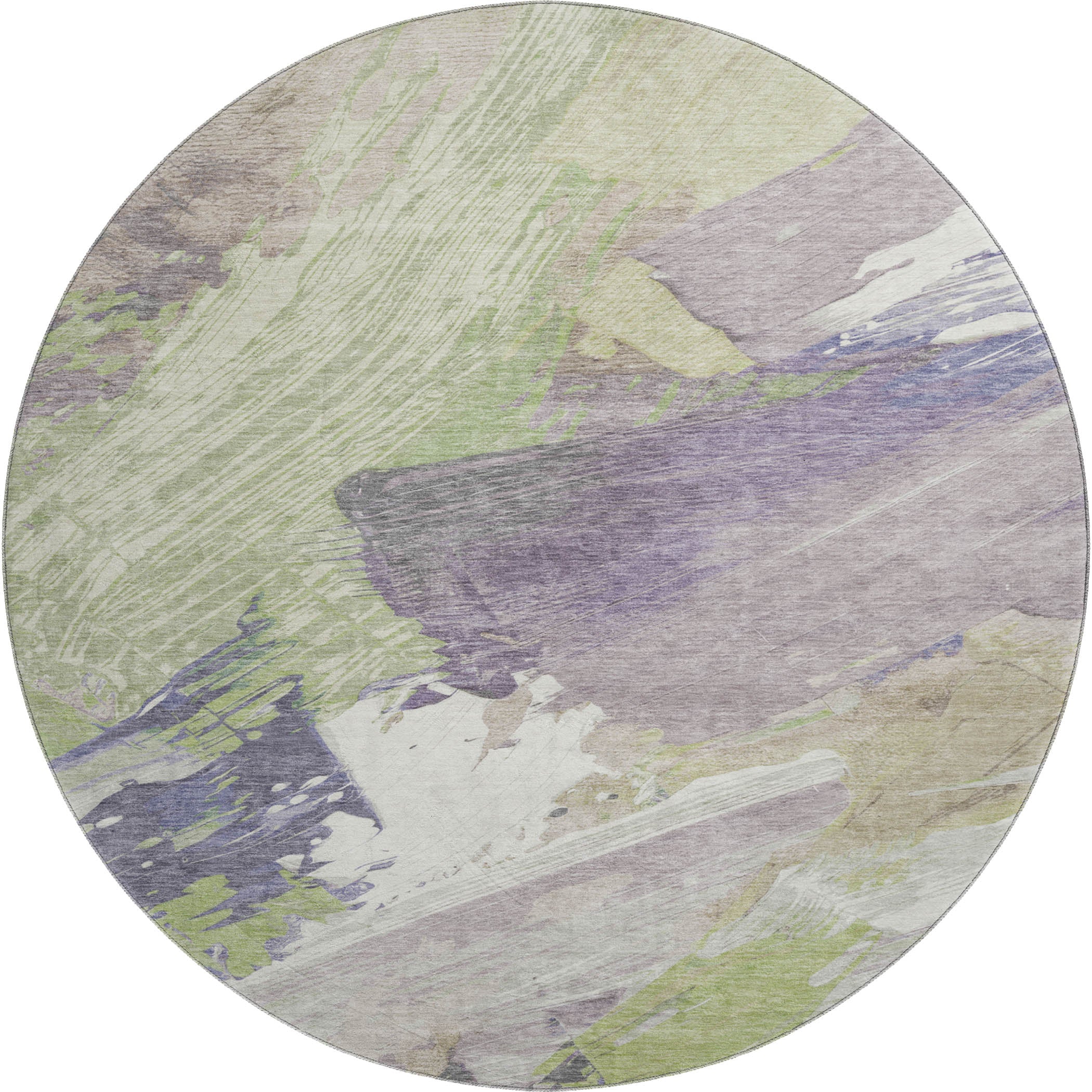 Mostar Machine Washable Transitional Aloe Green Rug 8' x 8' #shape_Round