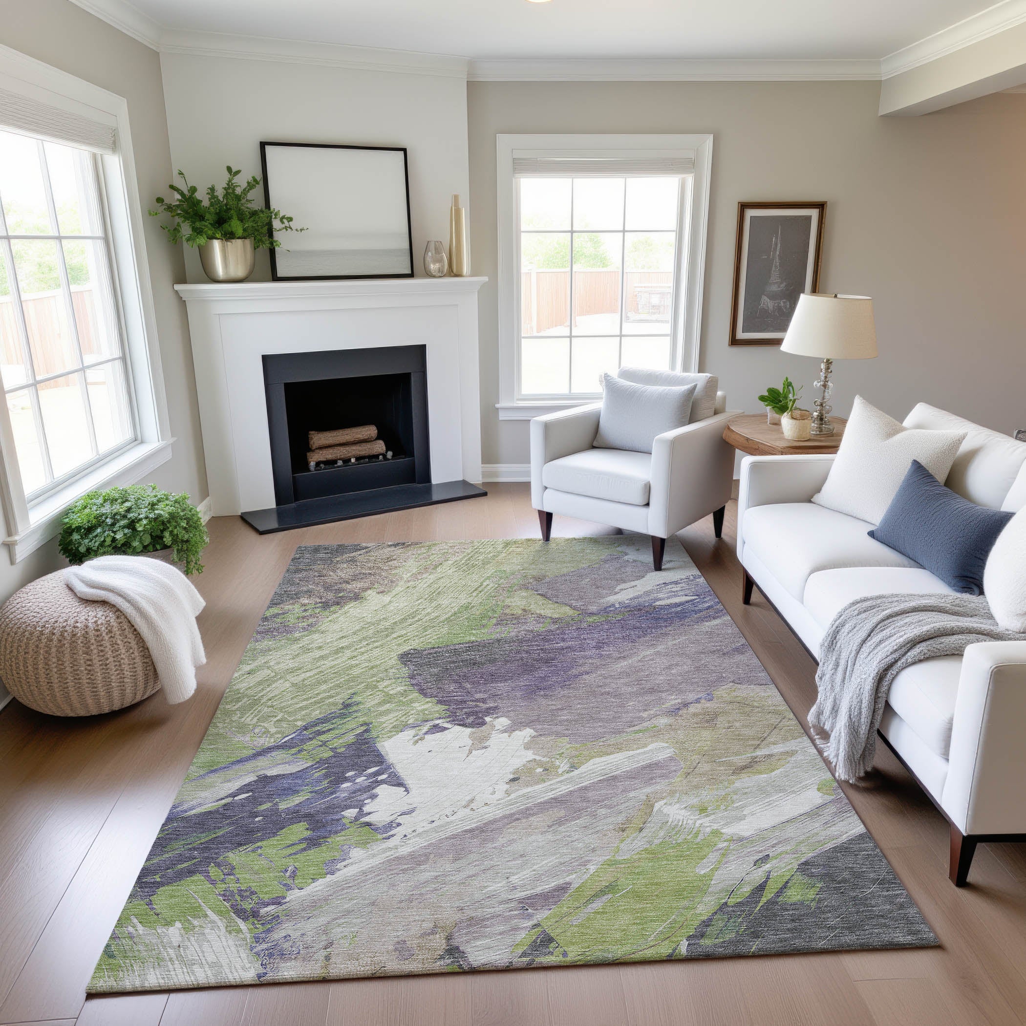 Mostar Machine Washable Transitional Aloe Green Rug 2'6" x 3'10" #shape_Rectangle