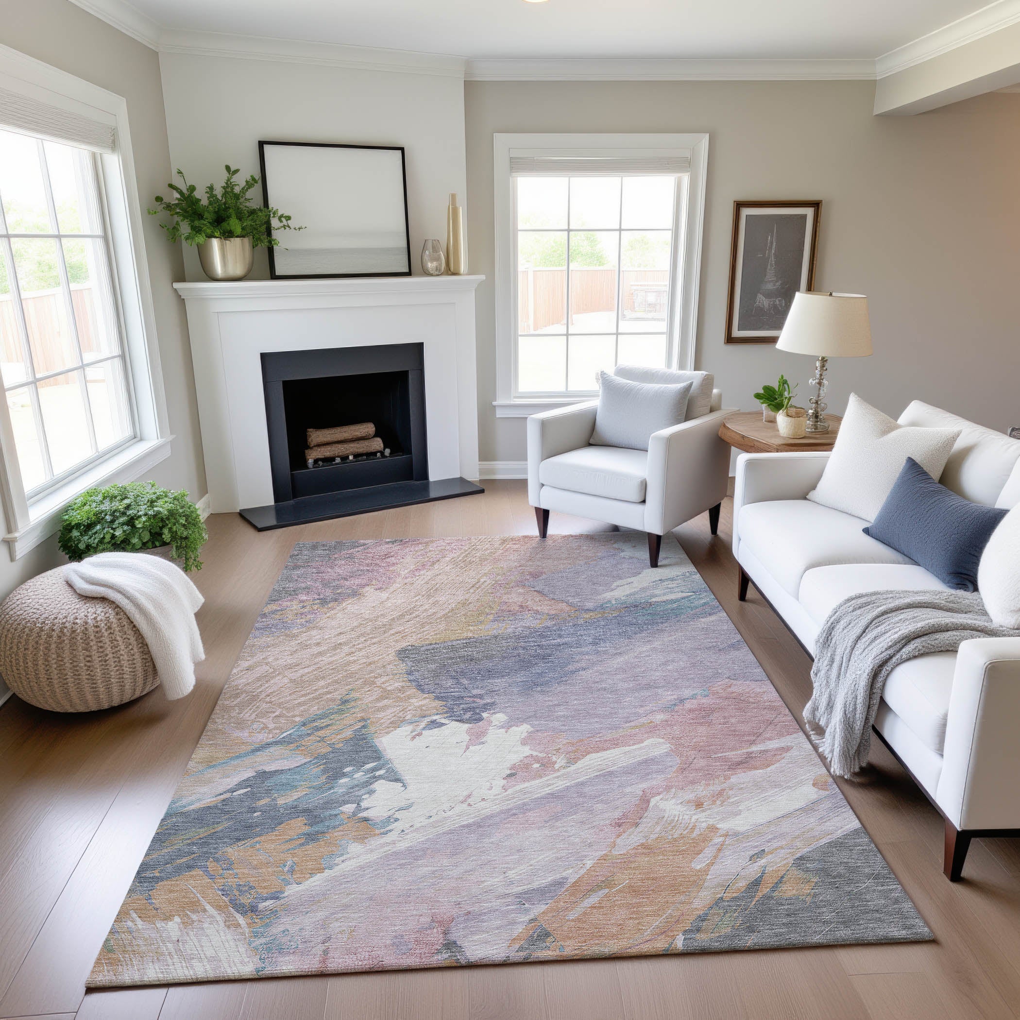 Mostar Machine Washable Transitional Pink Rug 2'6" x 3'10" #shape_Rectangle