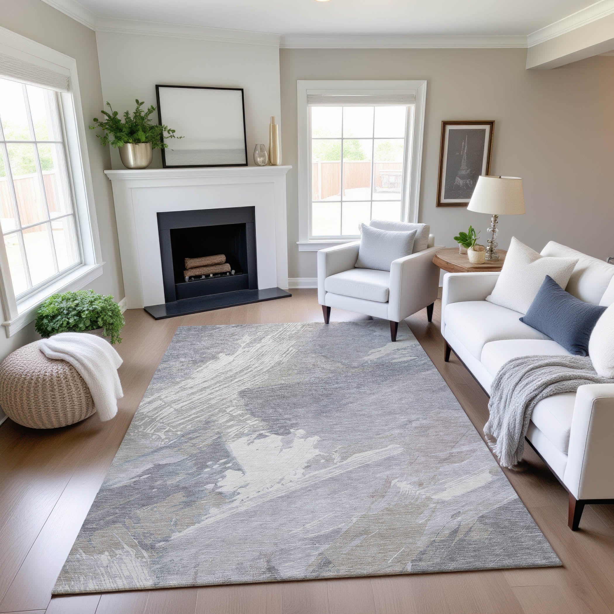 Mostar Machine Washable Transitional Putty Ivory Rug 2'6" x 3'10" #shape_Rectangle