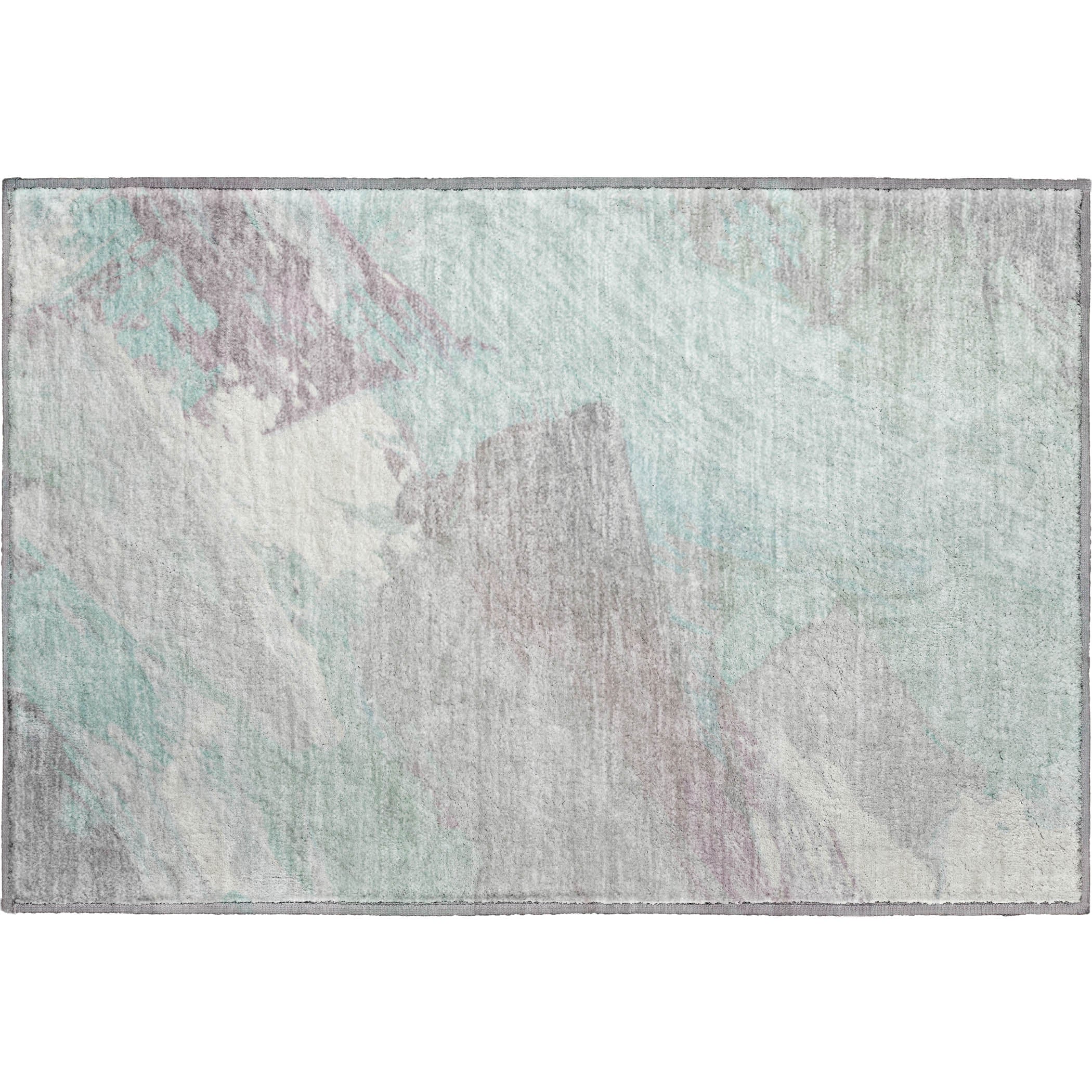 Mostar Machine Washable Transitional Seafoam Blue Rug 1'8" x 2'6" #shape_Rectangle