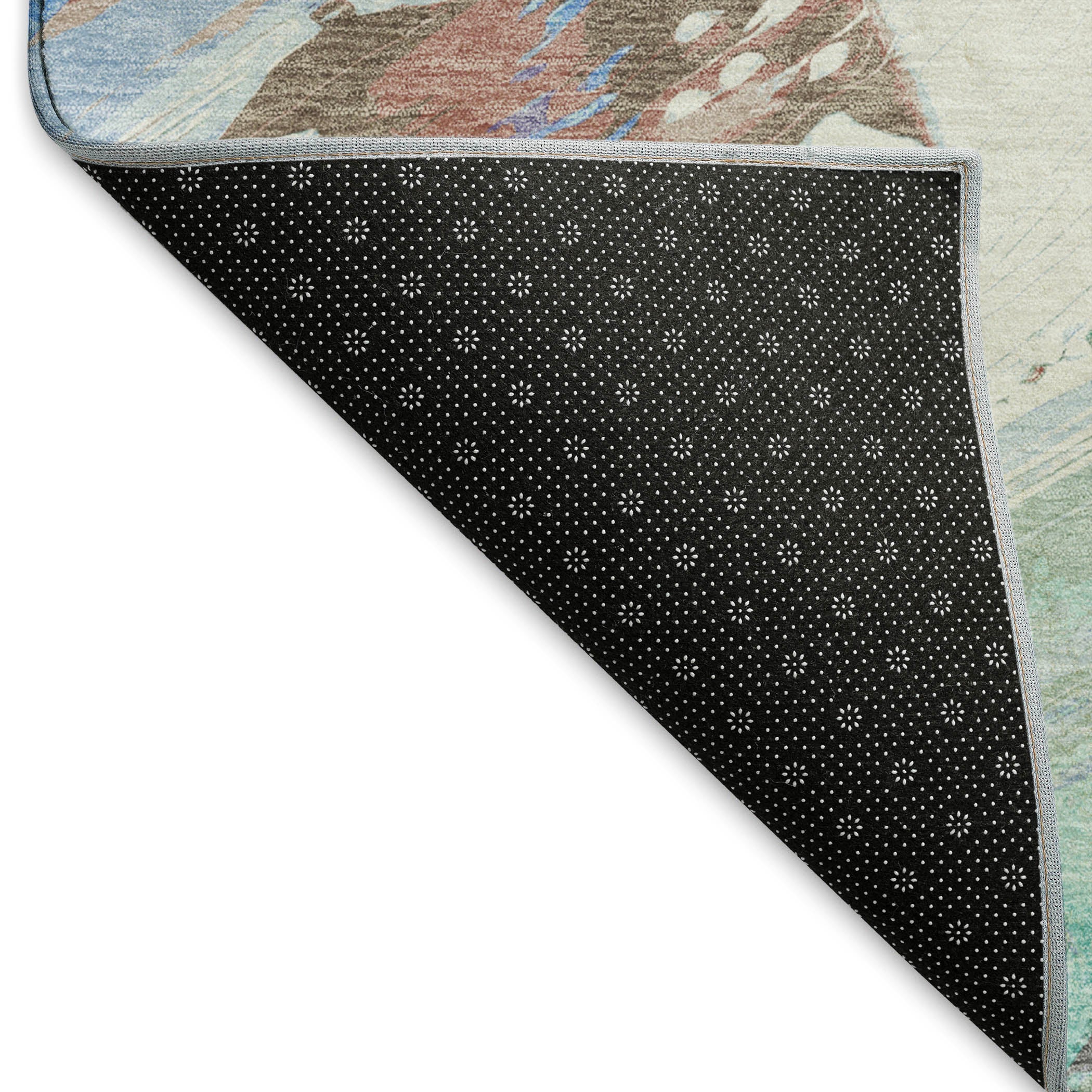 Mostar Machine Washable Transitional Sky Blue Rug 1'8" x 2'6" #shape_Rectangle