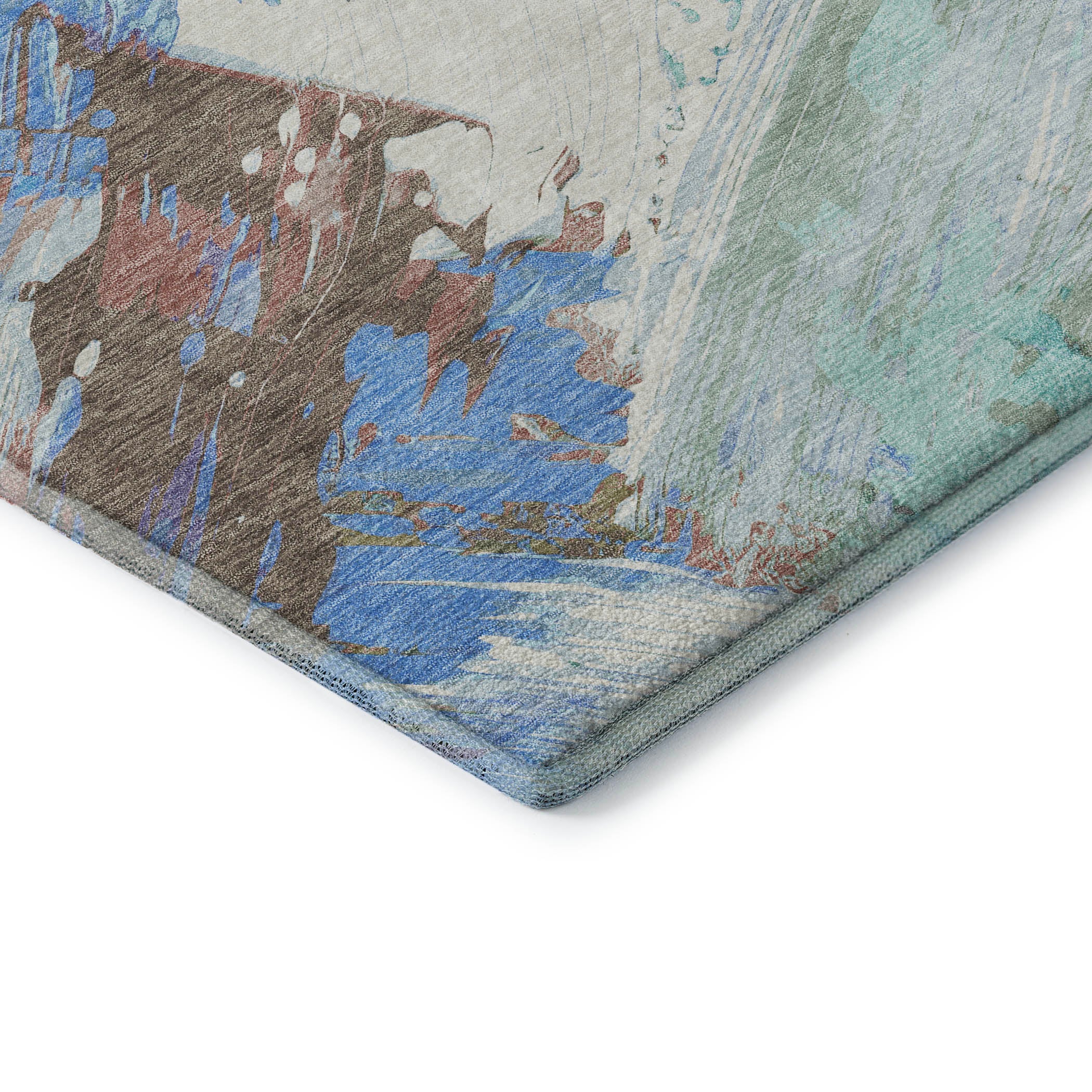 Mostar Machine Washable Transitional Sky Blue Rug 1'8" x 2'6" #shape_Rectangle