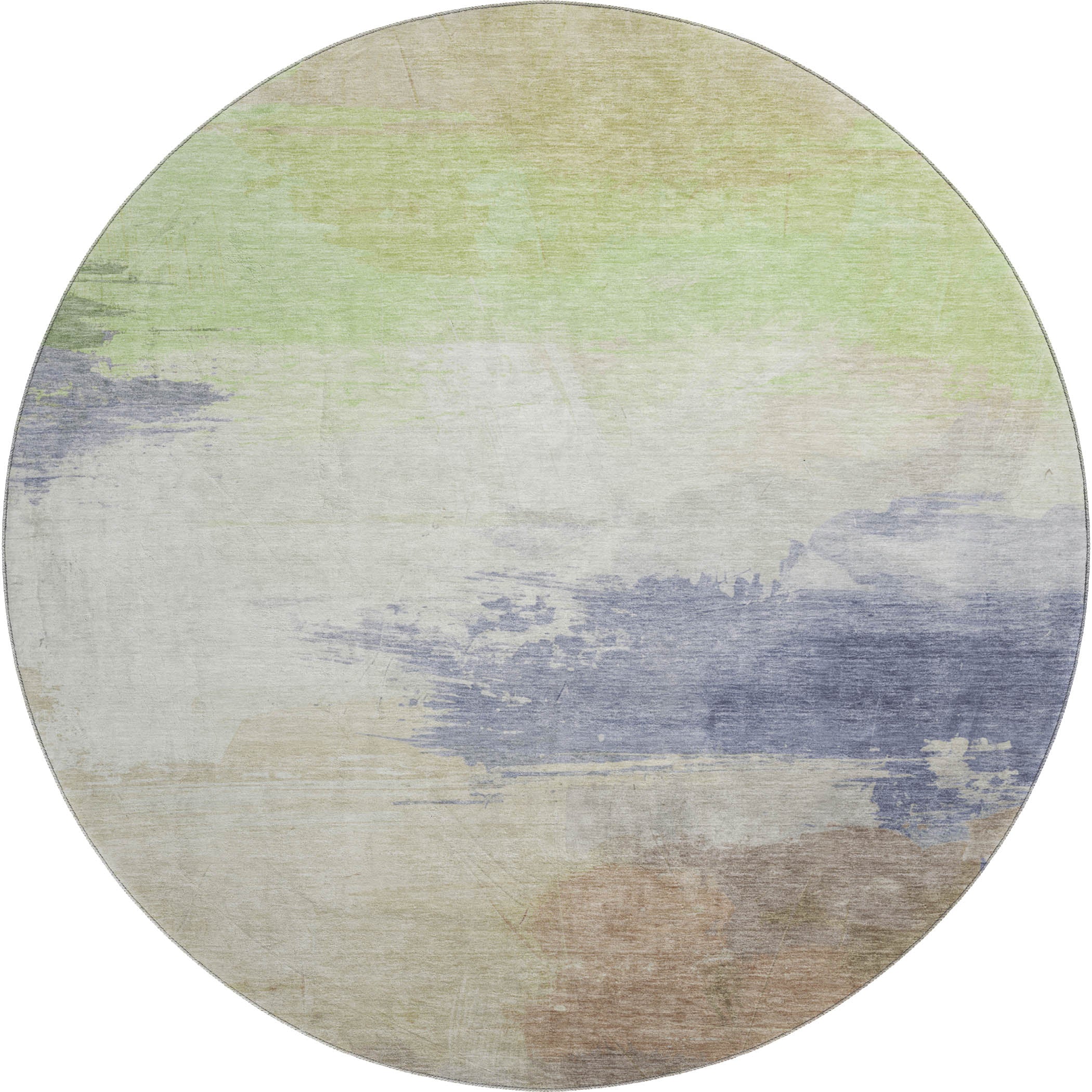 Nairobi Machine Washable Transitional Aloe Green Rug 8' x 8' #shape_Round