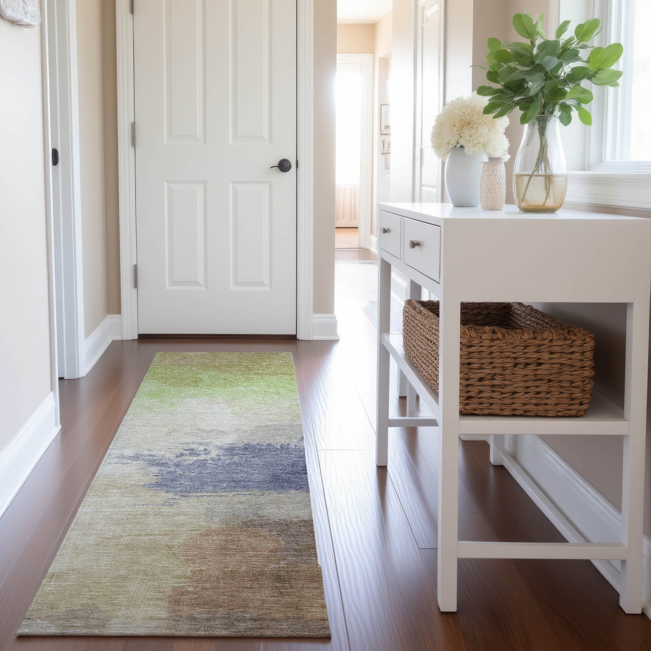 Nairobi Machine Washable Transitional Aloe Green Rug 2'3" x 7'6" #shape_Runner
