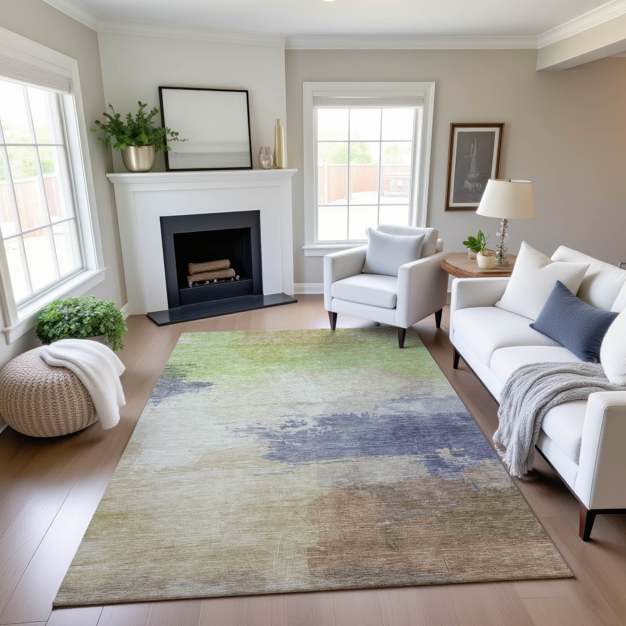 Nairobi Machine Washable Transitional Aloe Green Rug 2'6" x 3'10" #shape_Rectangle