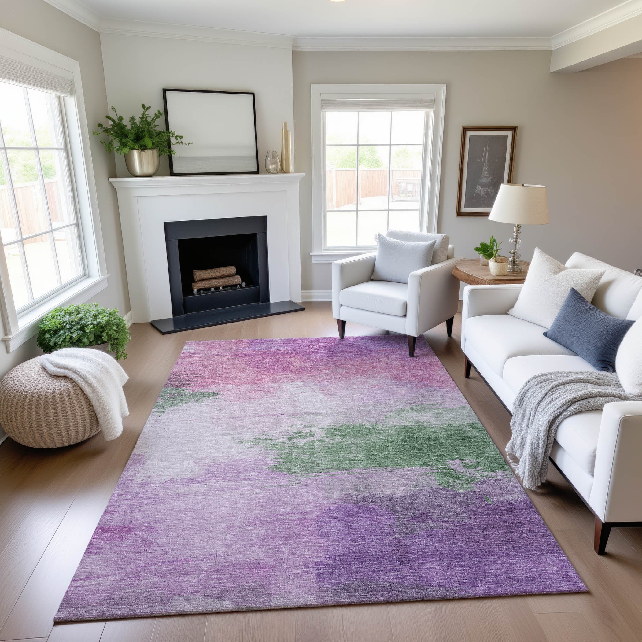 Nairobi Machine Washable Transitional Lilac Purple Rug 2'6" x 3'10" #shape_Rectangle