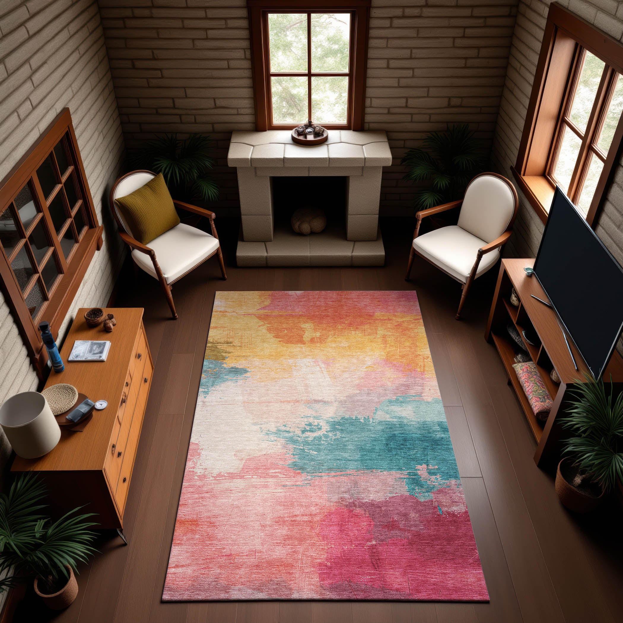 Nairobi Machine Washable Transitional Pink Rug 2'6" x 3'10" #shape_Rectangle