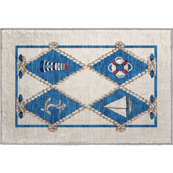 Luang Prabang Machine Washable Coastal Ivory Rug 1'8" x 2'6"