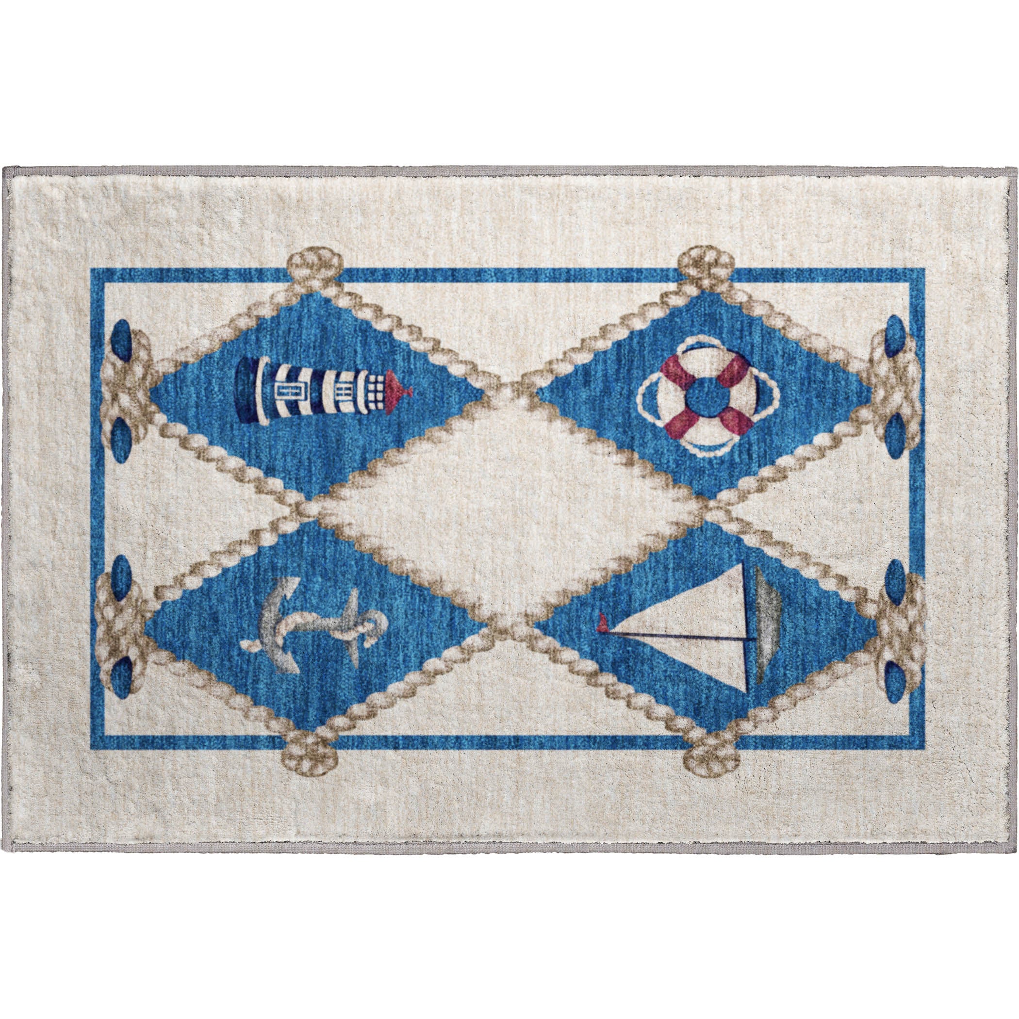 Luang Prabang Machine Washable Coastal Ivory Rug 1'8" x 2'6" #shape_Rectangle