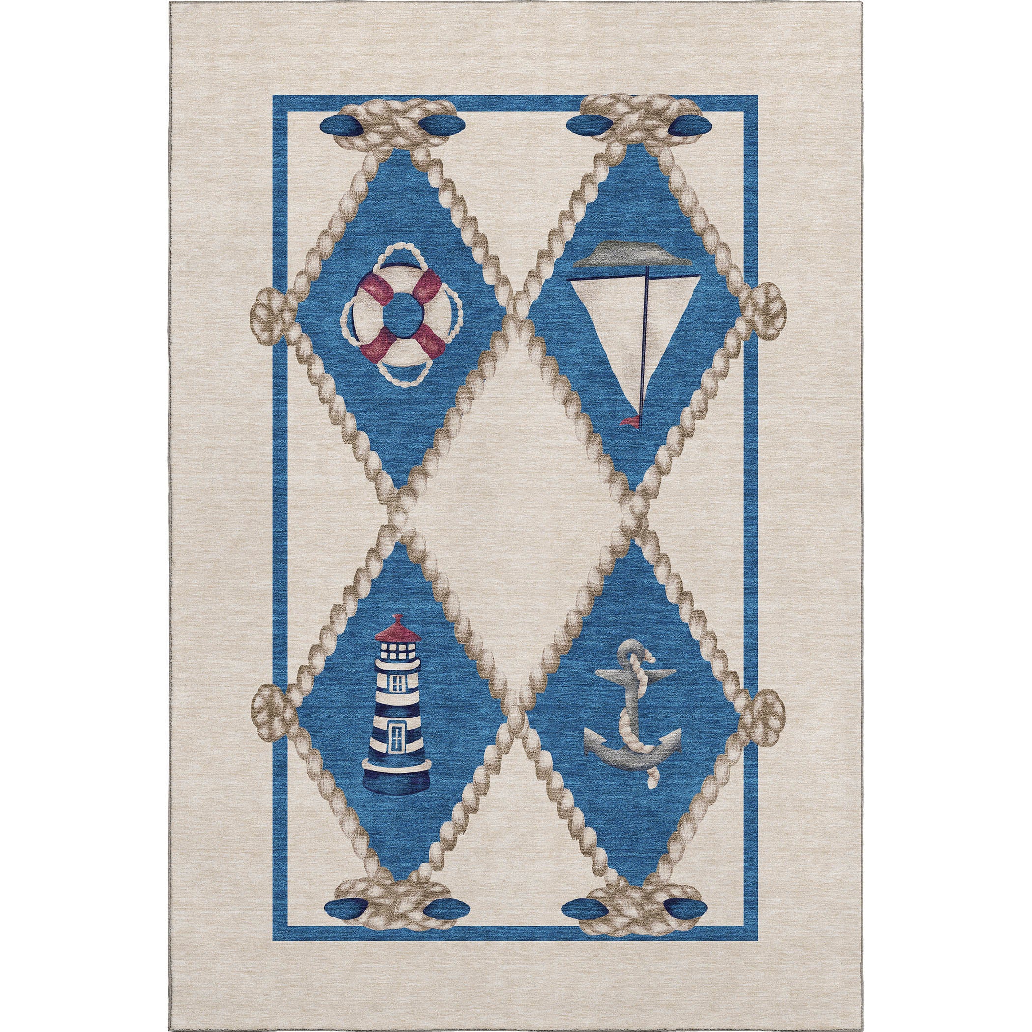 Luang Prabang Machine Washable Coastal Ivory Rug 2'6" x 3'10" #shape_Rectangle
