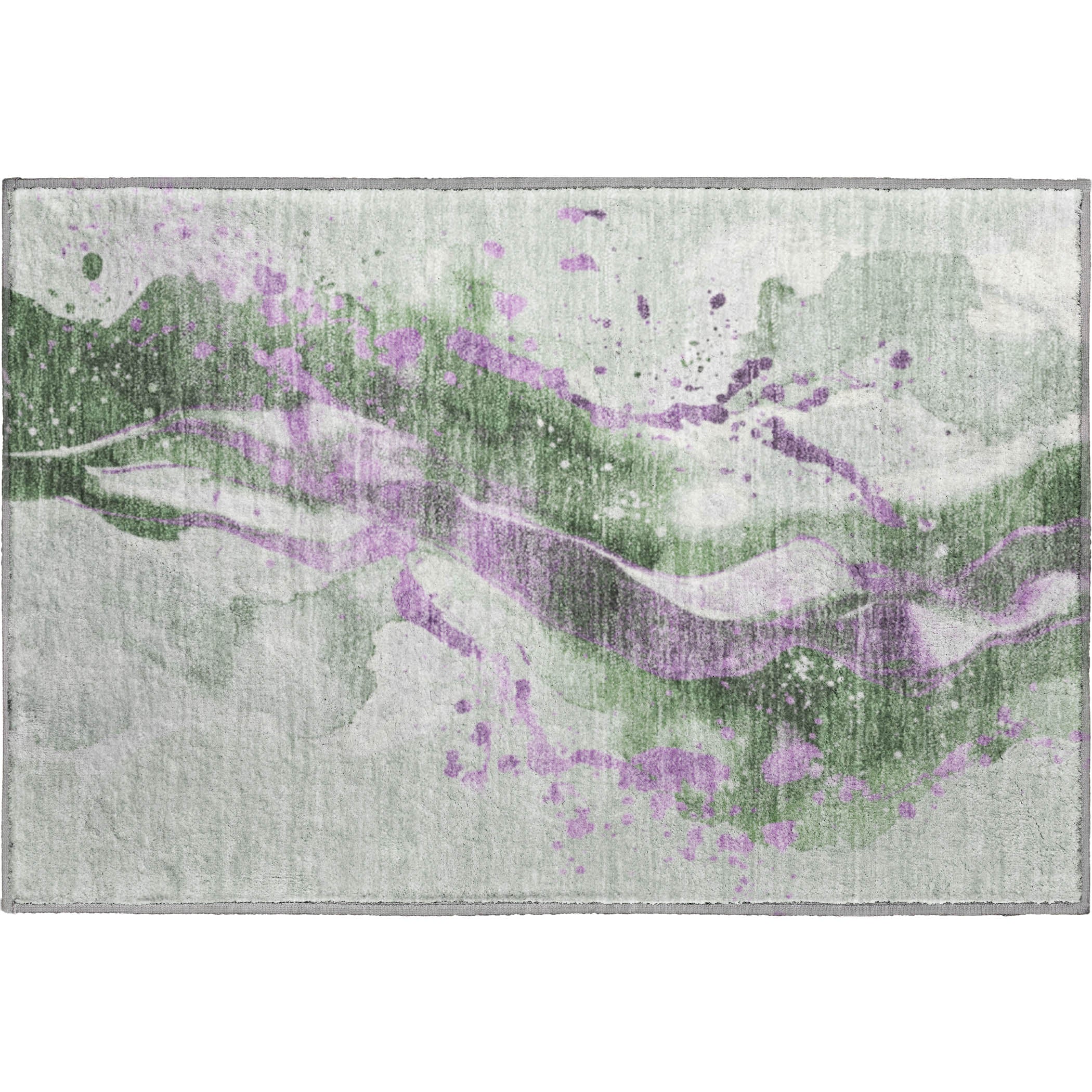 Mdina Machine Washable Transitional Aloe Green Rug 1'8" x 2'6" #shape_Rectangle