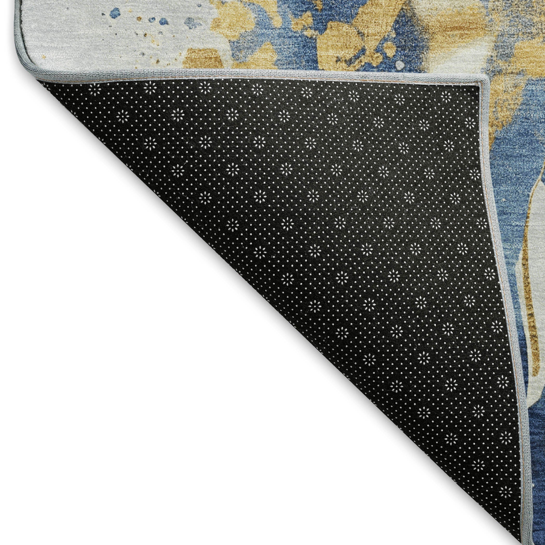 Mdina Machine Washable Transitional Blue Rug 1'8" x 2'6" #shape_Rectangle
