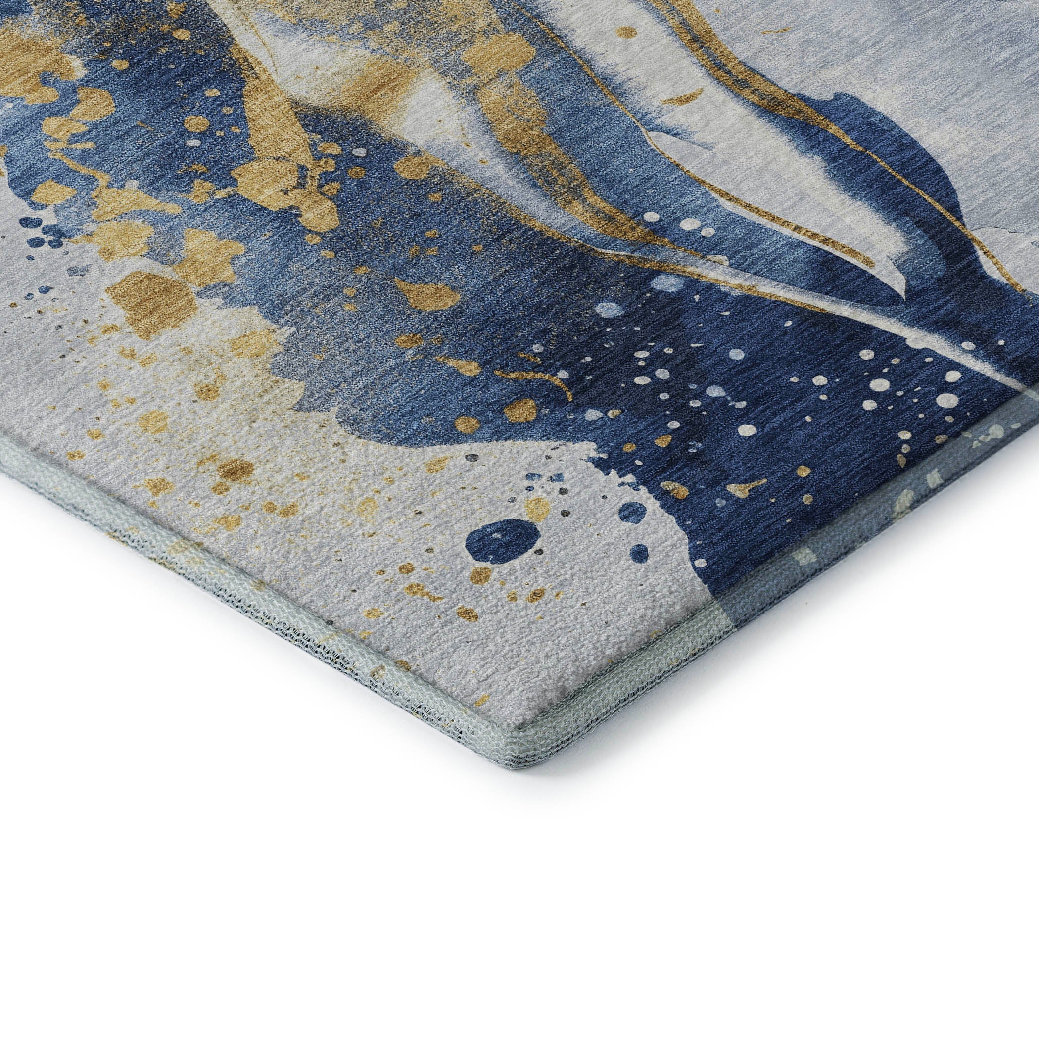 Mdina Machine Washable Transitional Blue Rug 1'8" x 2'6" #shape_Rectangle