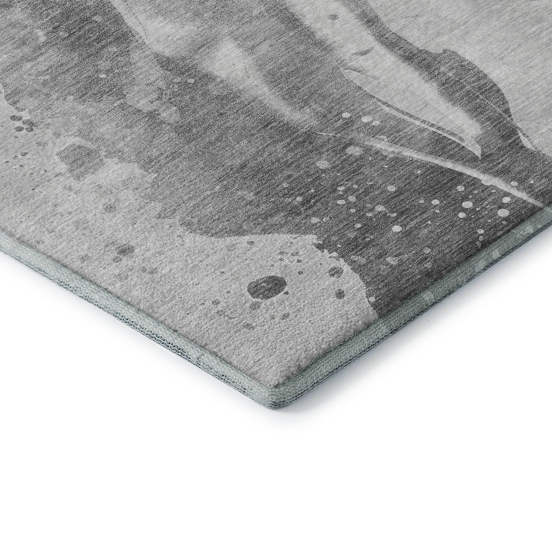 Mdina Machine Washable Transitional Gray Rug 1'8" x 2'6" #shape_Rectangle