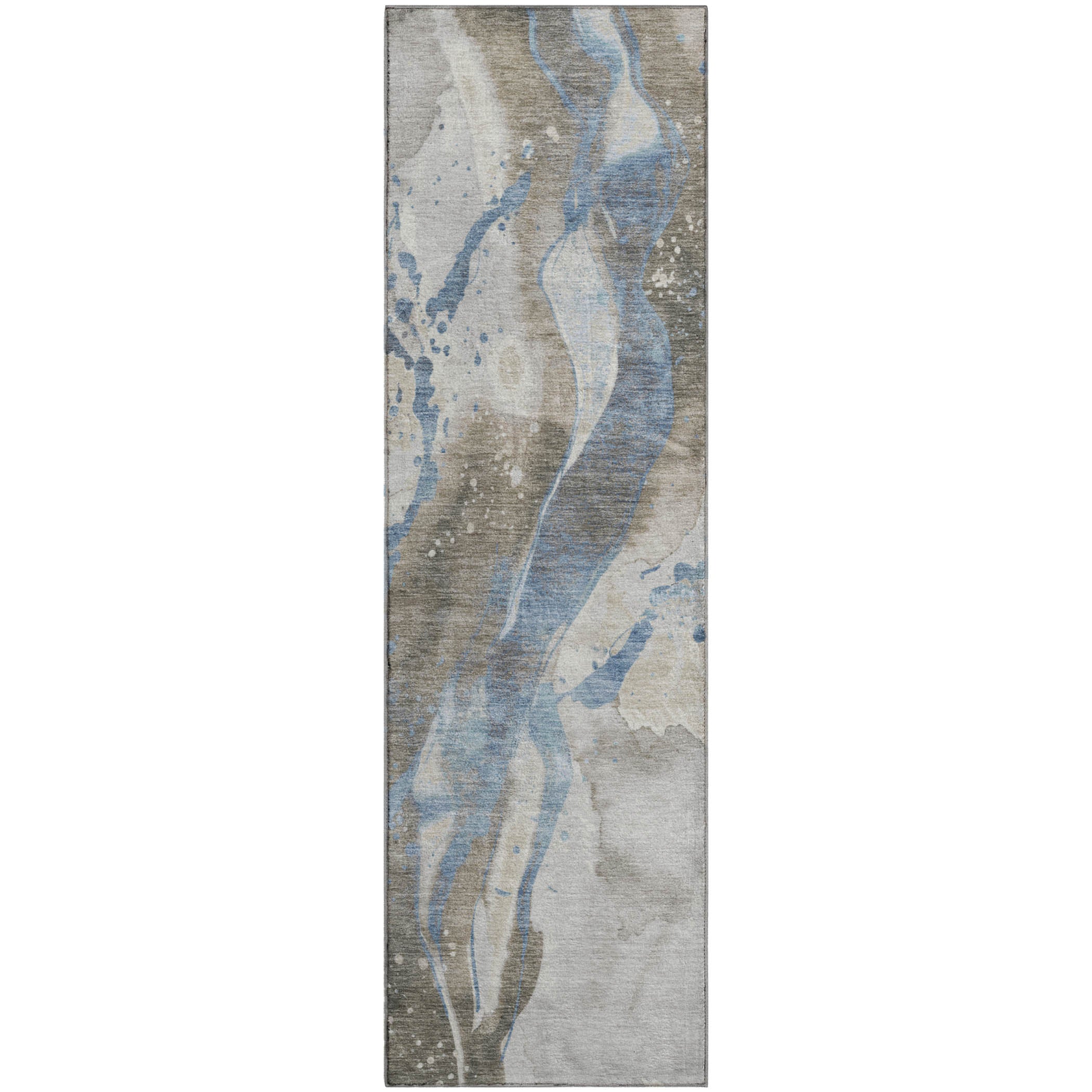 Mdina Machine Washable Transitional Taupe Brown Rug 2'3" x 7'6" #shape_Runner