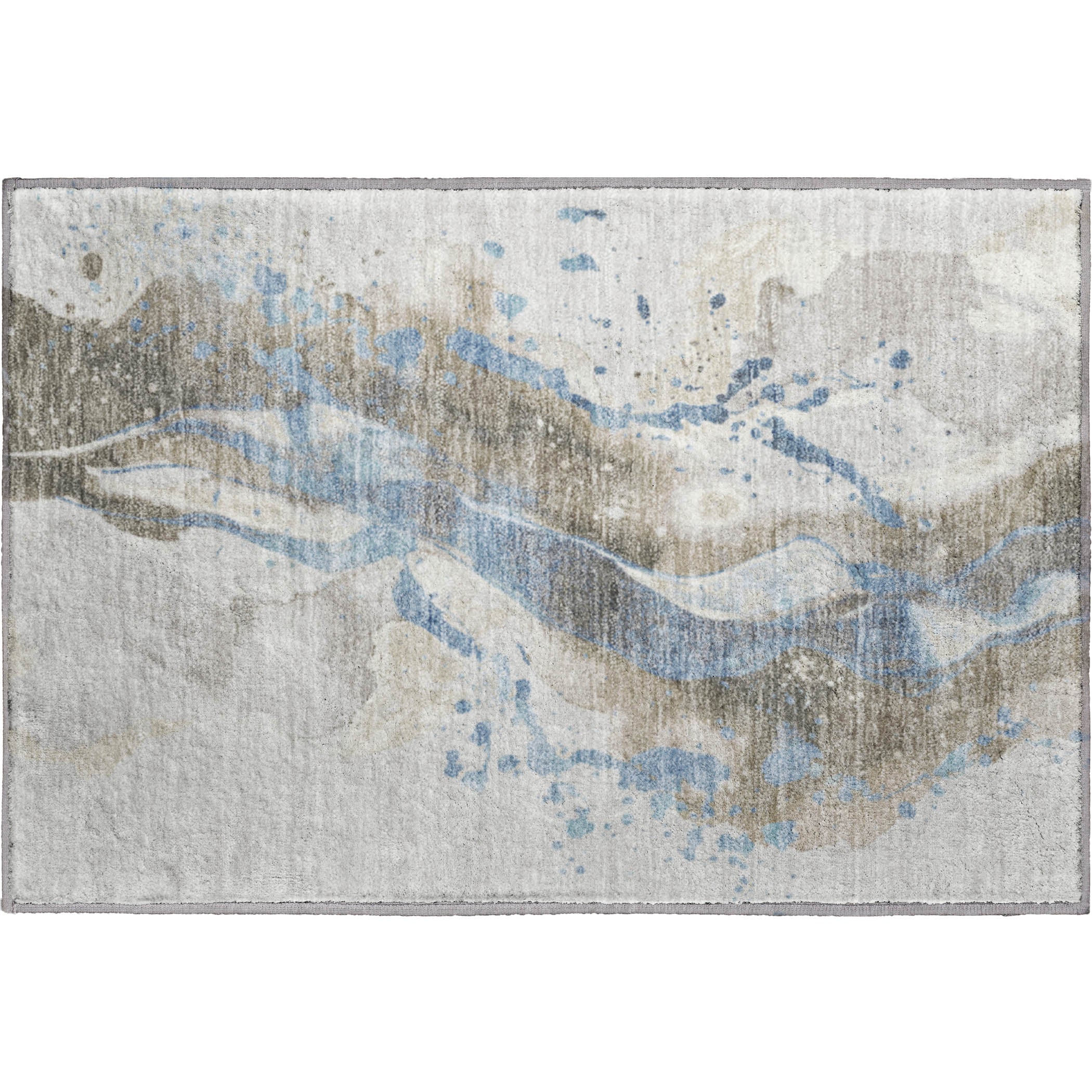 Mdina Machine Washable Transitional Taupe Brown Rug 1'8" x 2'6" #shape_Rectangle