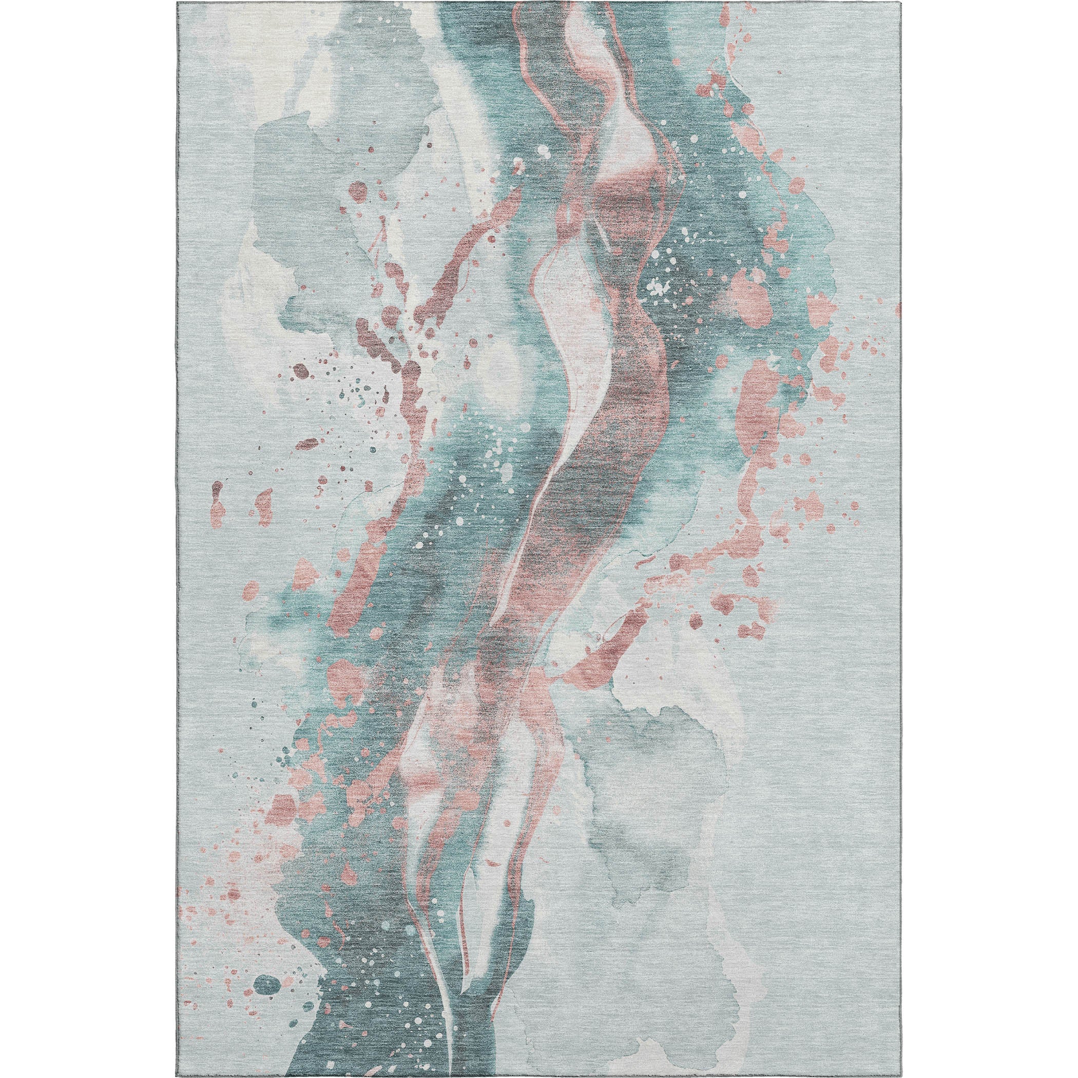 Mdina Machine Washable Transitional Teal Rug 2'6" x 3'10" #shape_Rectangle
