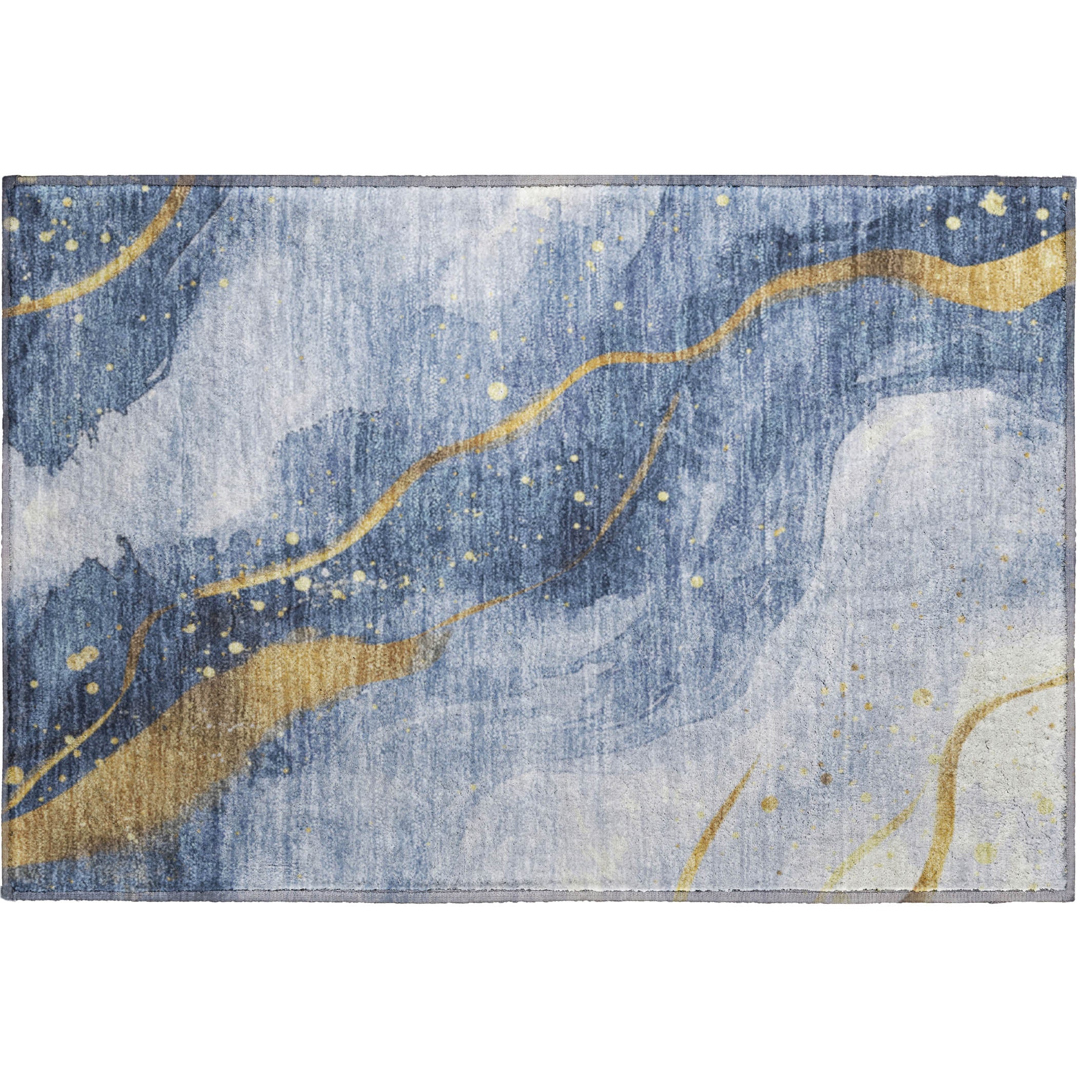 Seville Machine Washable Transitional Blue Rug 1'8" x 2'6" #shape_Rectangle